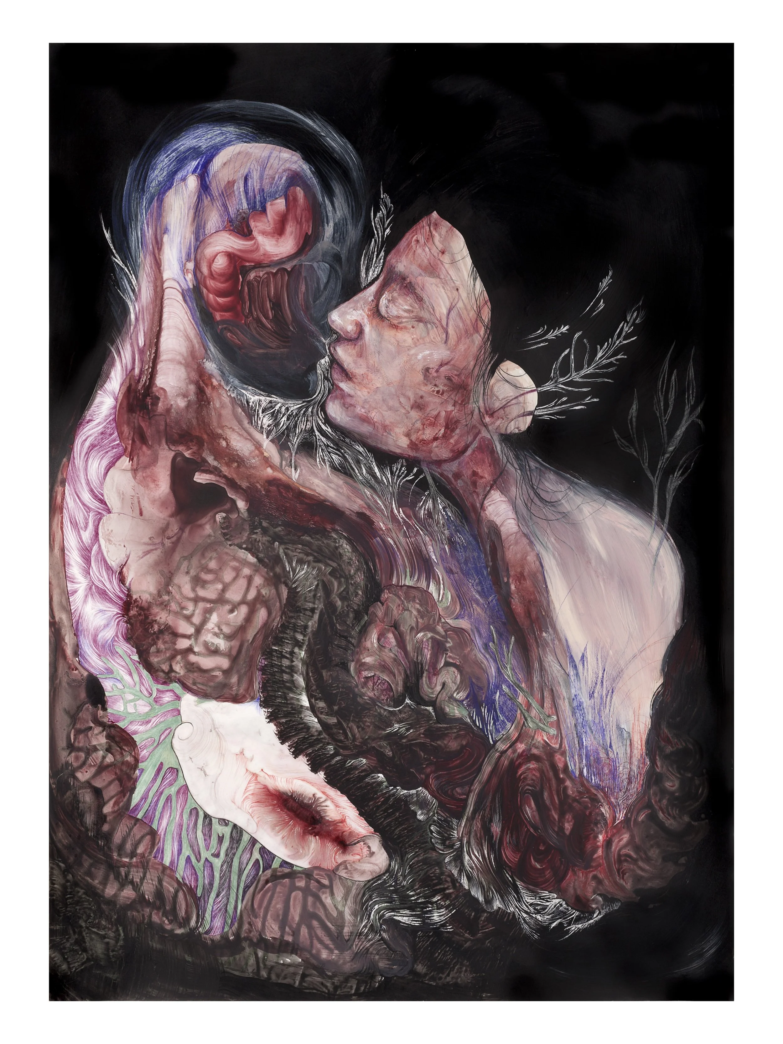 L'Amantôme, Encre et crayons sur papier, 2017, 22'x30' pouces/ 56x76cm, 700€