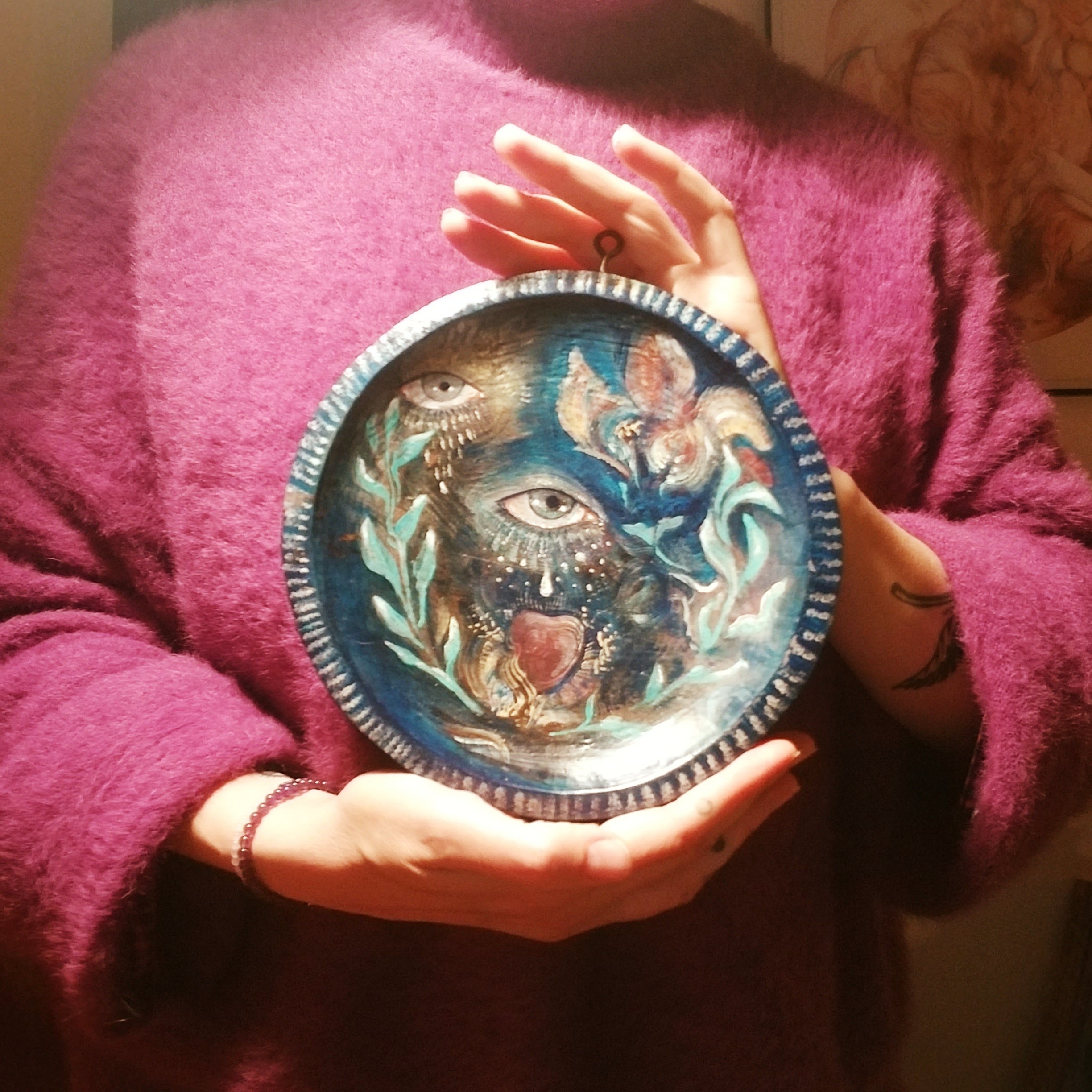 MOON IN CANCER ~Peinture sur bois