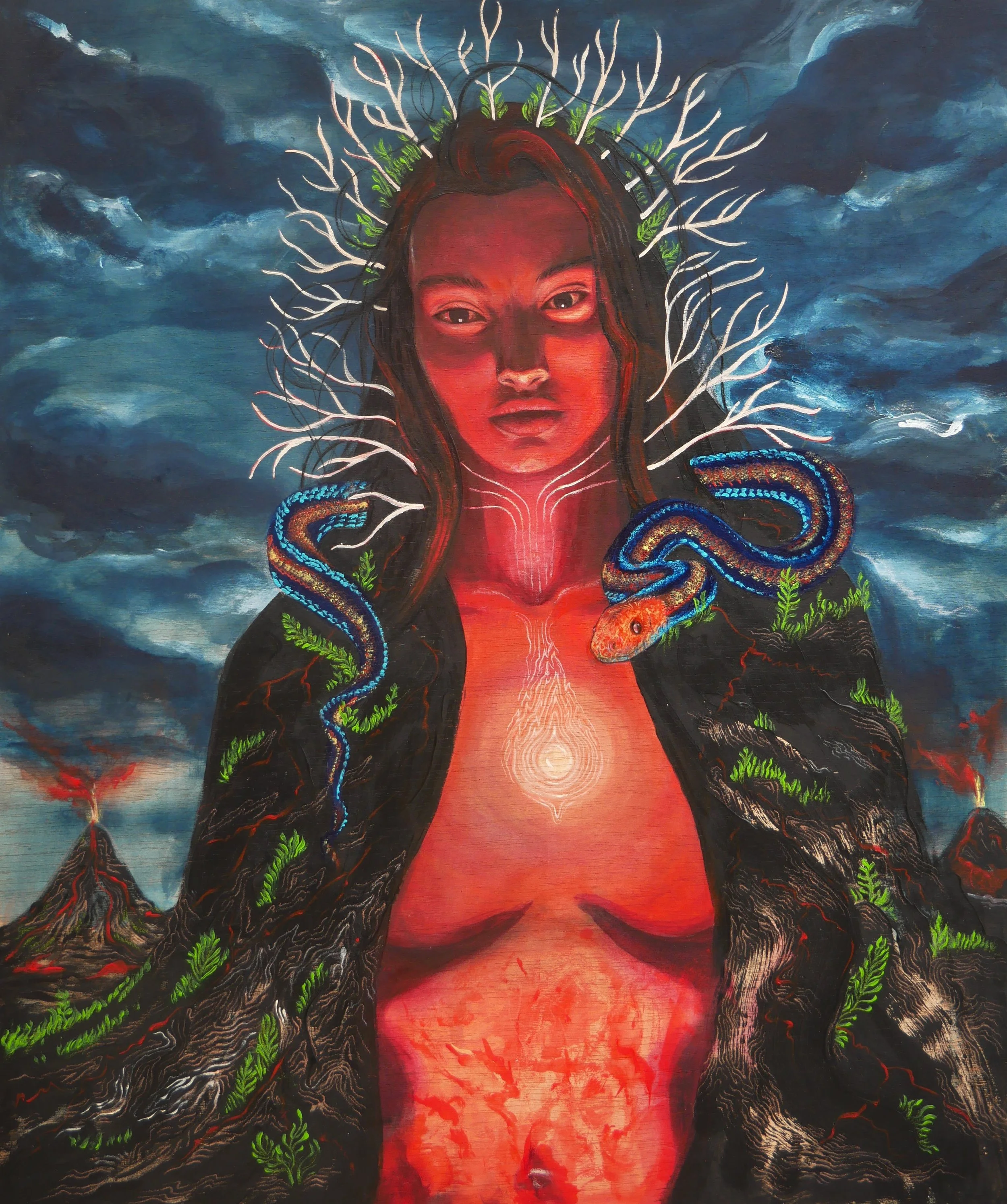 Volcano Medicine, Acrylic on wood pannel, 45x55cm, 2025, 800€