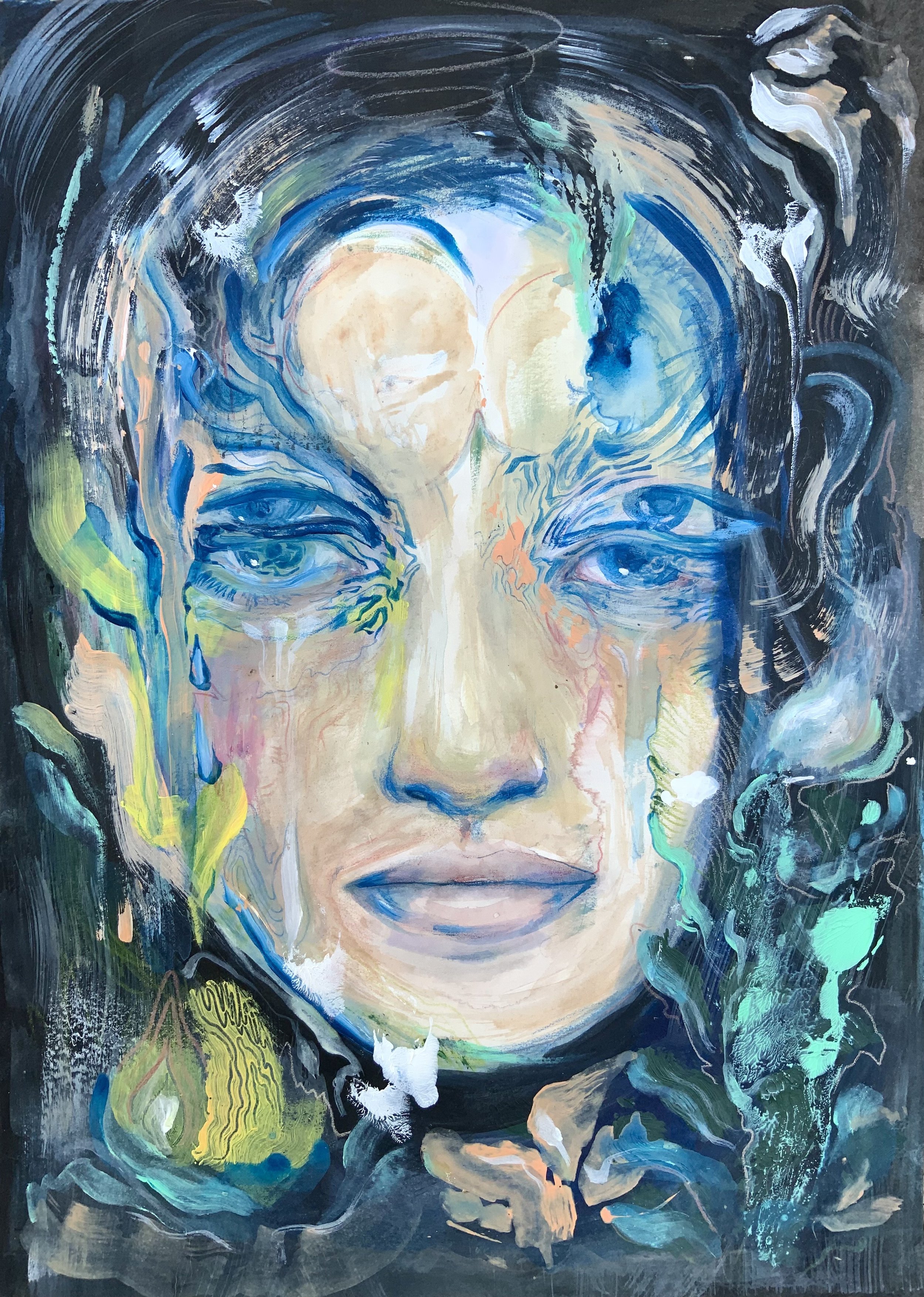 In too deep, Mixed Media on paper, 2025, 200€