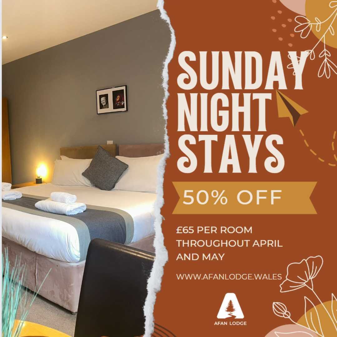 🌟 Don't miss out on our HALF PRICE SUNDAY NIGHTS at Afan Lodge! 🌟

Escape to the stunning Afan Valley for just &pound;65 per room, usually &pound;130! 

Book now at http://www.afanlodge.wales/ (the link is in our bio for ease). 

Every booking incl