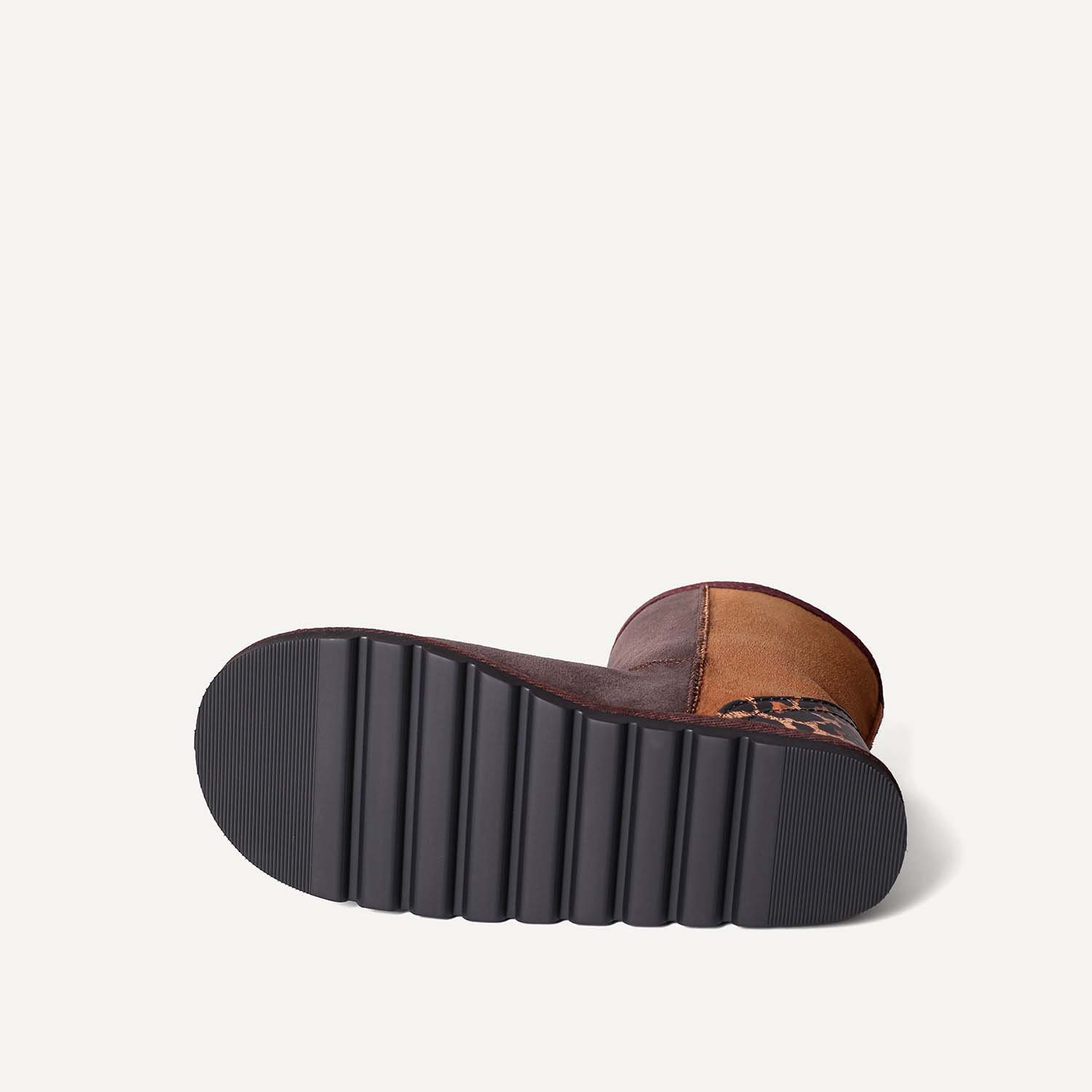 Recycled sole of sheepskin boots.