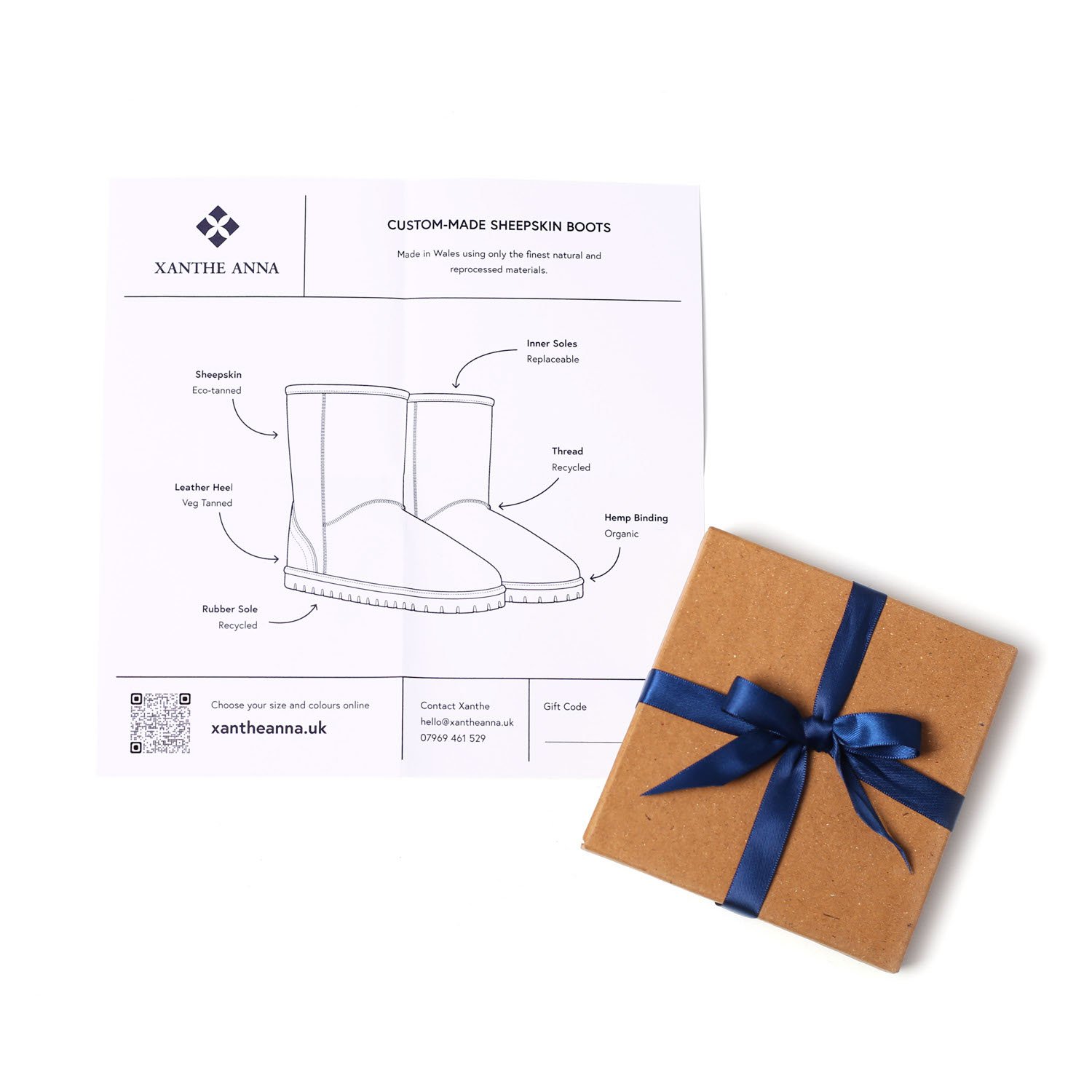 Gift voucher for handmade boots and presentation box.