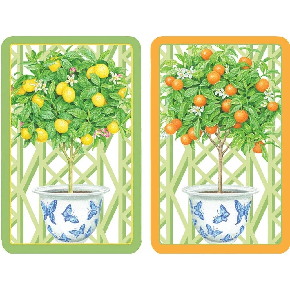 Caspari Playing Cards - Citrus Topiari