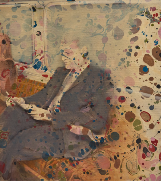 Alexandra Metcalf, You moved it? (TRACK B), 2026, Oil and ebru on linen, 120 x 135 cm
