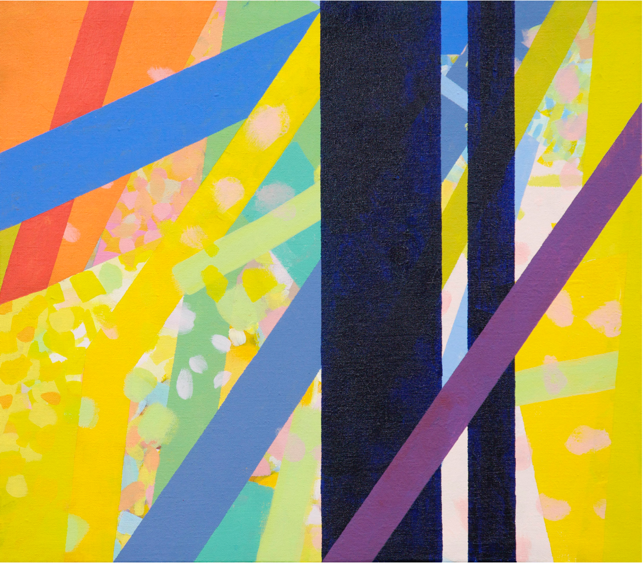 Samia Halaby,
Black Column, 2012,
Acrylic on canvas,
54,5 × 61 cm, Beirut. 
