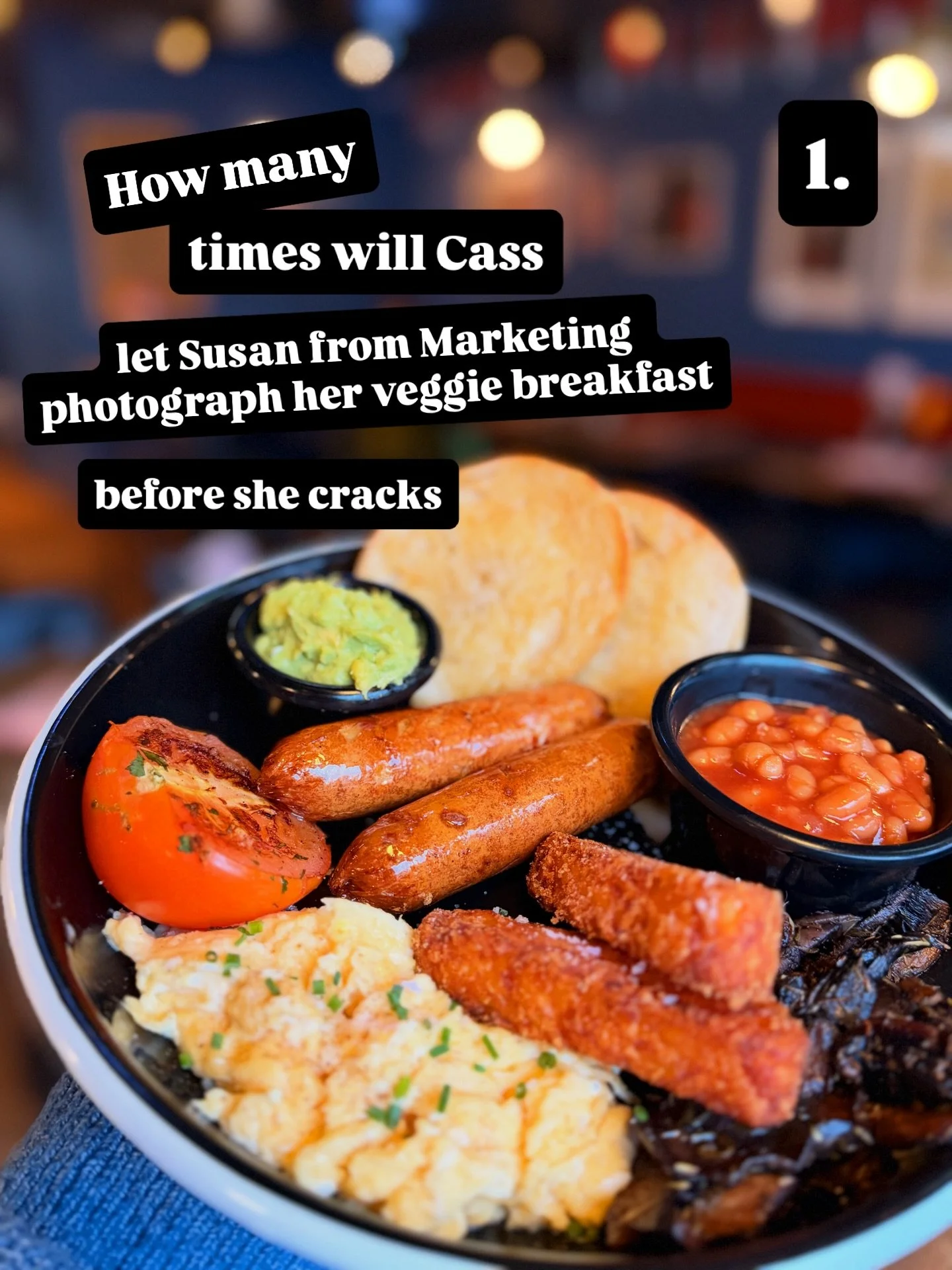 The first photo was the best anyway (veggie sausages look weird no matter what angle they&rsquo;re at is the lesson 😂) but it was fun to eke it out. 

Come Brunch with us, 9am - noon, 7 days a week xx