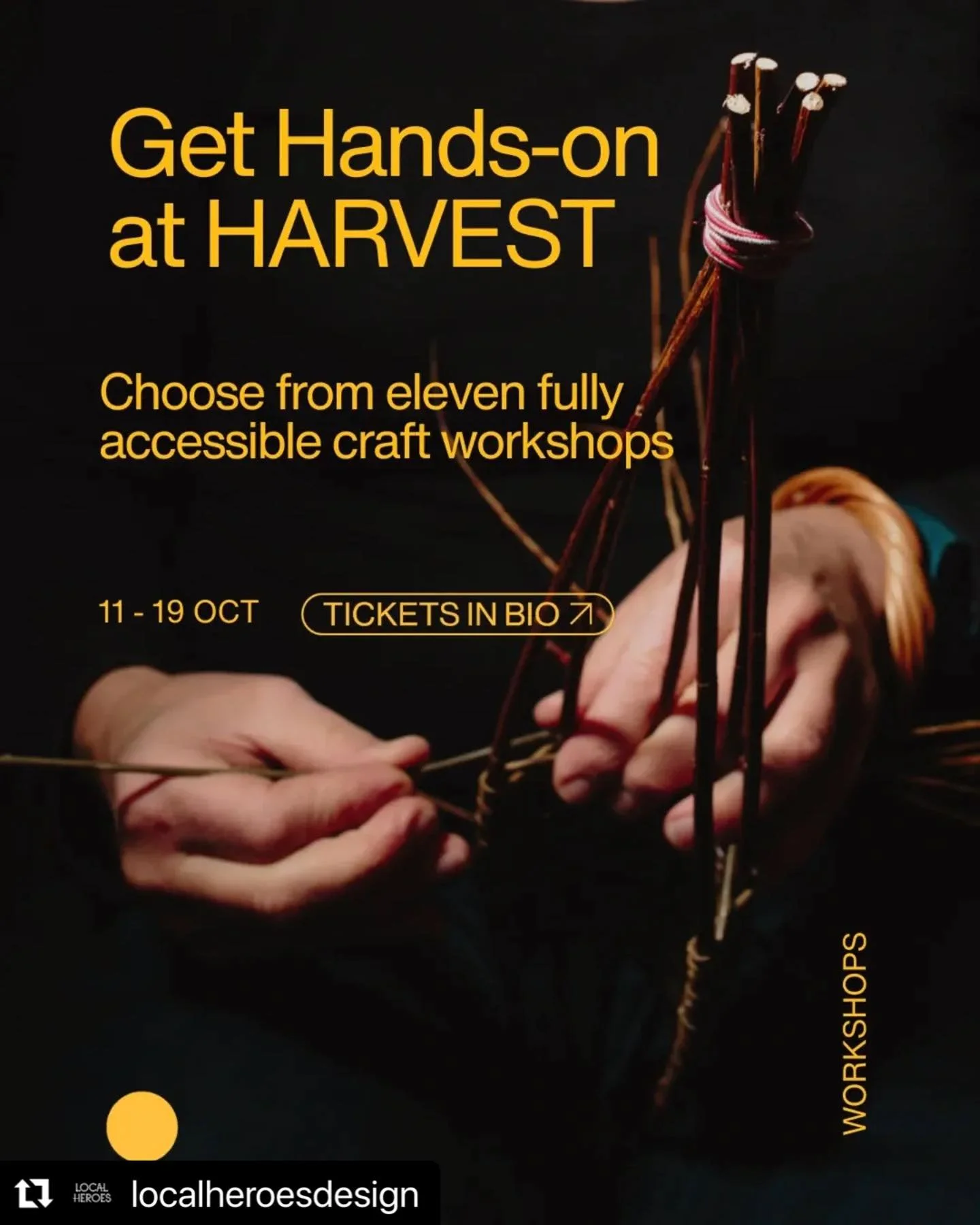 #Repost @localheroesdesign with @use.repost

my workshop is at 10am on Thurs 16 Oct, woven willow square platters- I&rsquo;ll make another post soon ☺️ but it&rsquo;s all here too: 
・・・
@craftscotland 🌾 have programmed 11 hands-on workshops as part 