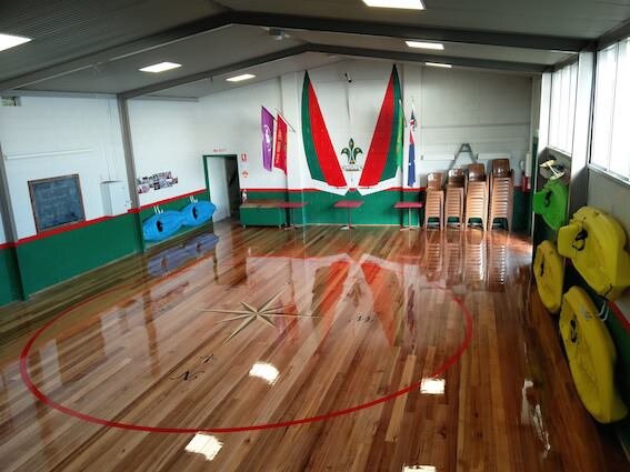 Inside the beach hall
