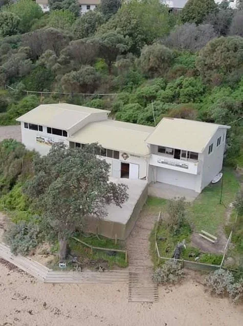 The beach hall from above