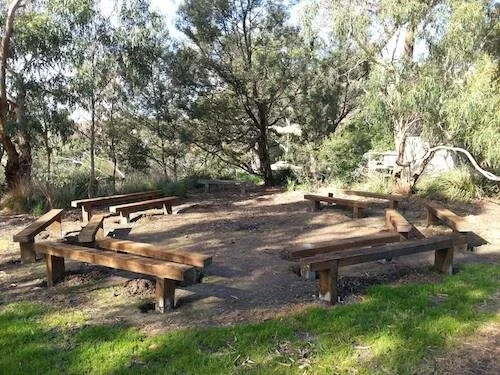 The fire pit outside