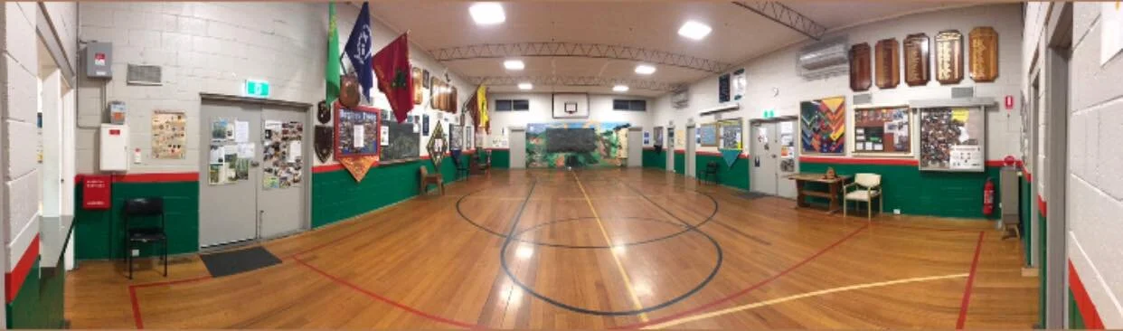 A panoramic view of the inside of the hall