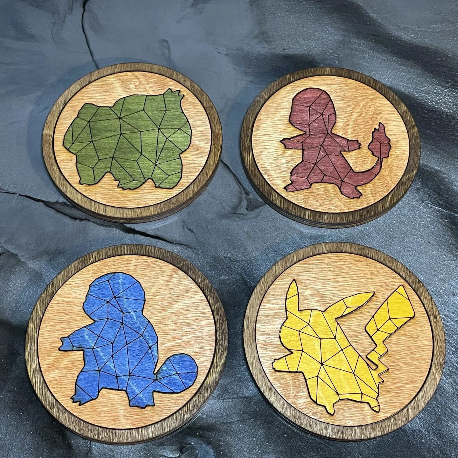 Pokmon Starter Coasters  Grainy Brain Wood Creations