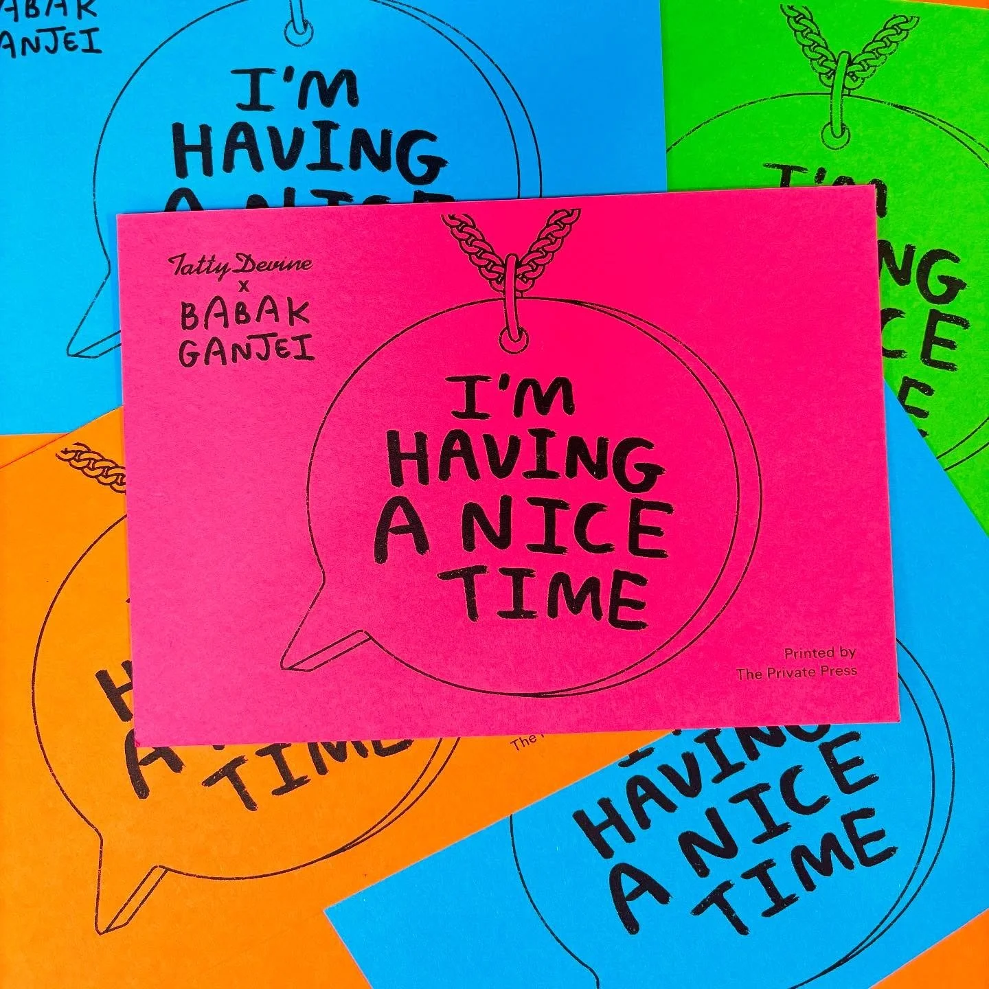 @tattydevine x @babakganjei x The Private Press

We printed almost 250 of these postcards at @endoftheroad, huge thanks to everyone who came along to say hello and make a print with us!