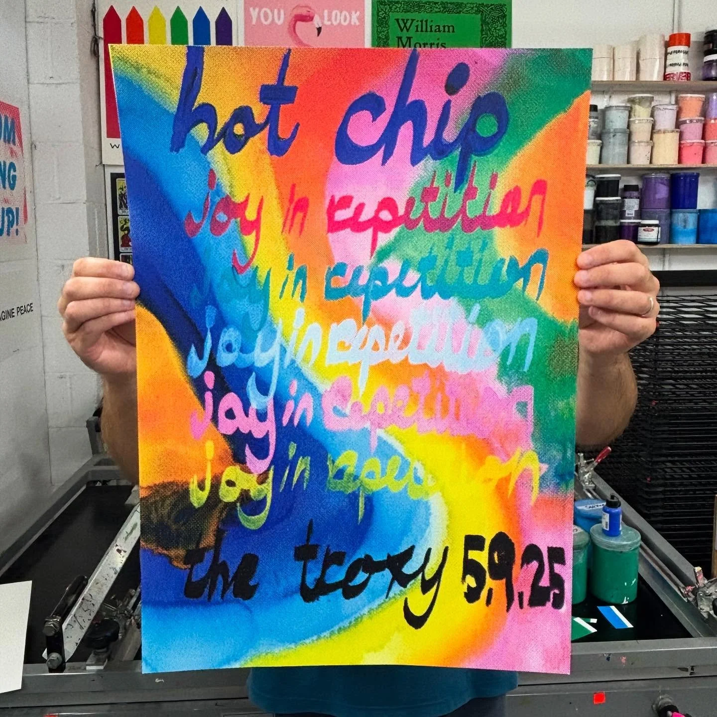 HOT CHIP - JOY IN REPETITION

A brand new 4 colour, A2, CMYK print for @hot.chip to celebrate their new Joy In Repetition album and their show last Friday at London&rsquo;s Troxy.

This print features original artwork by @joe_hot_chip - we created co