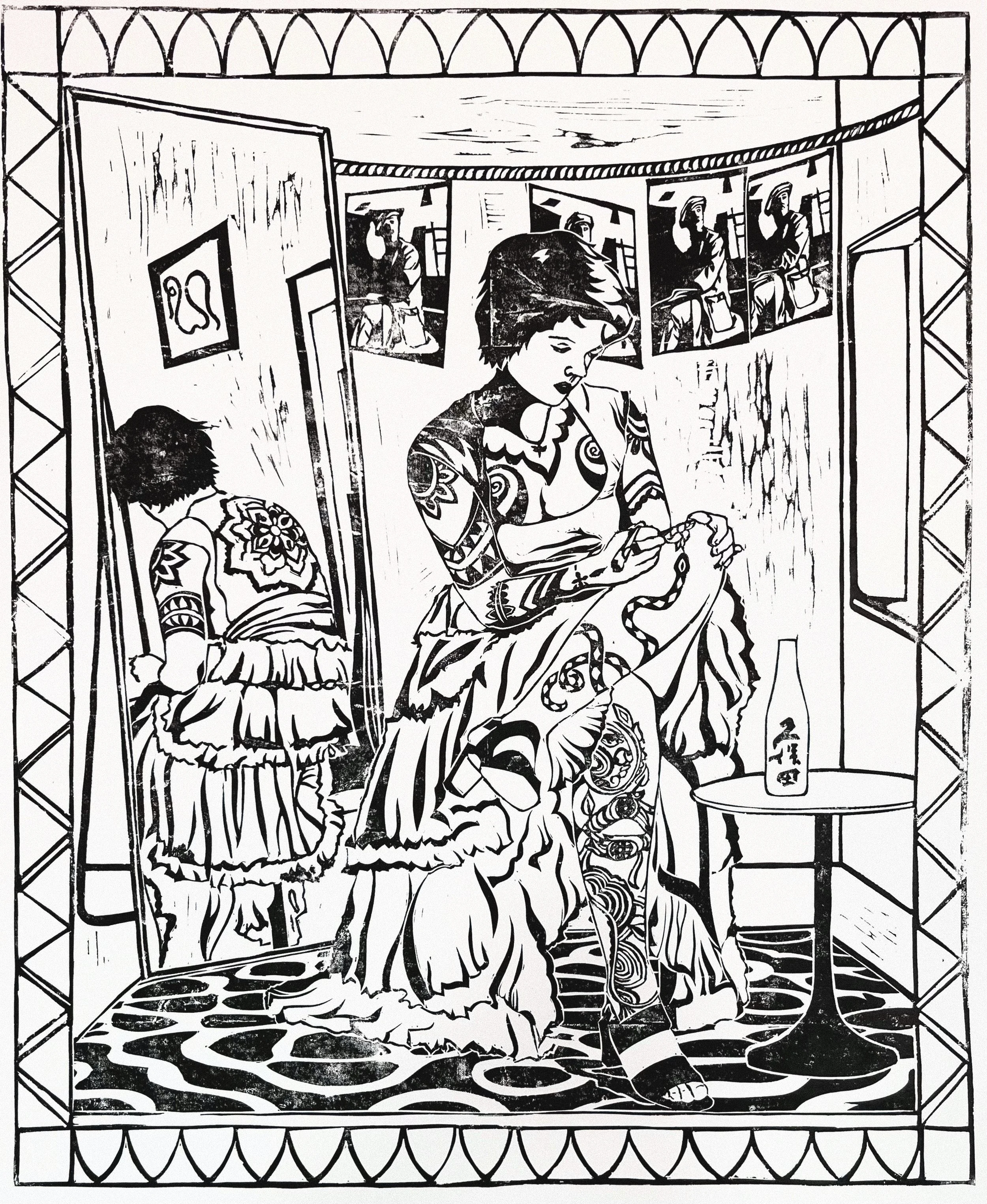 Self Portrait
Caligo Safe Wash Relief Ink on paper
23 x 33 inches
2023