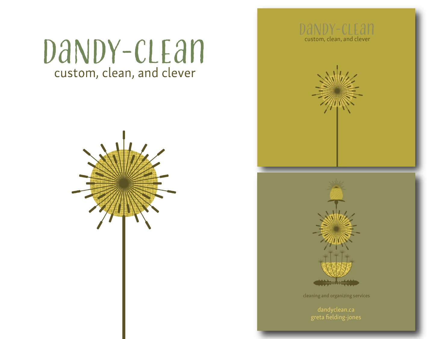 Logo . Double-Sided Business Card . Dandi-Clean . Cleaning Service