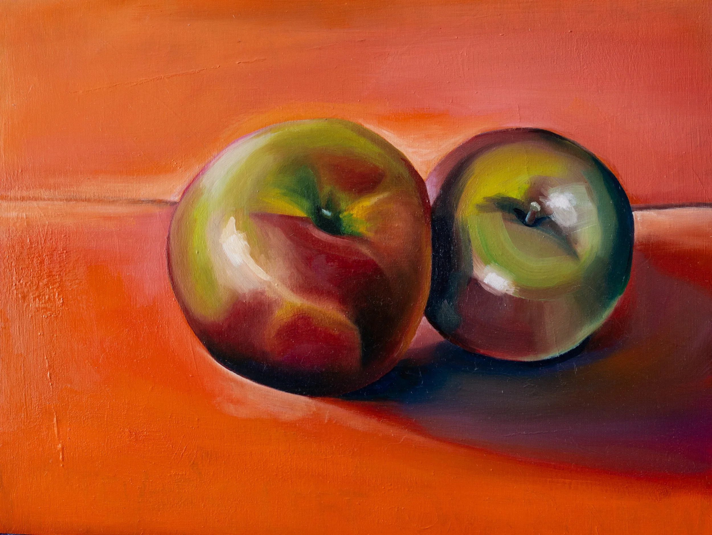 Orange Apples | Oil on Wood Panel, framed 15.25"x12.25"