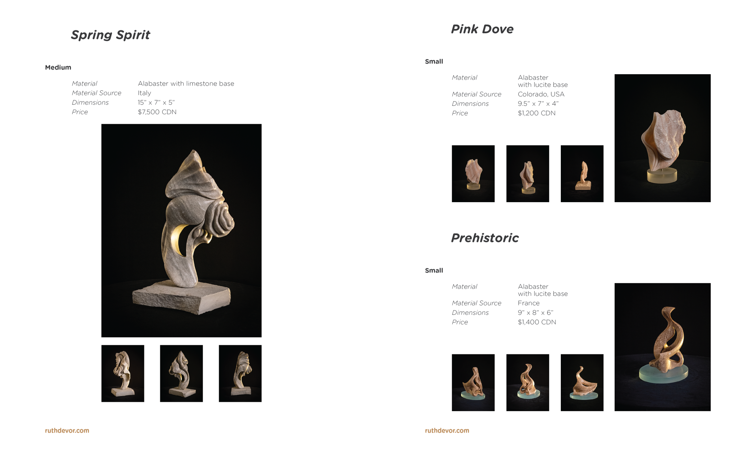 Pages from Catalogues of Sculptures . Ruth Devor . (click on image for website design)