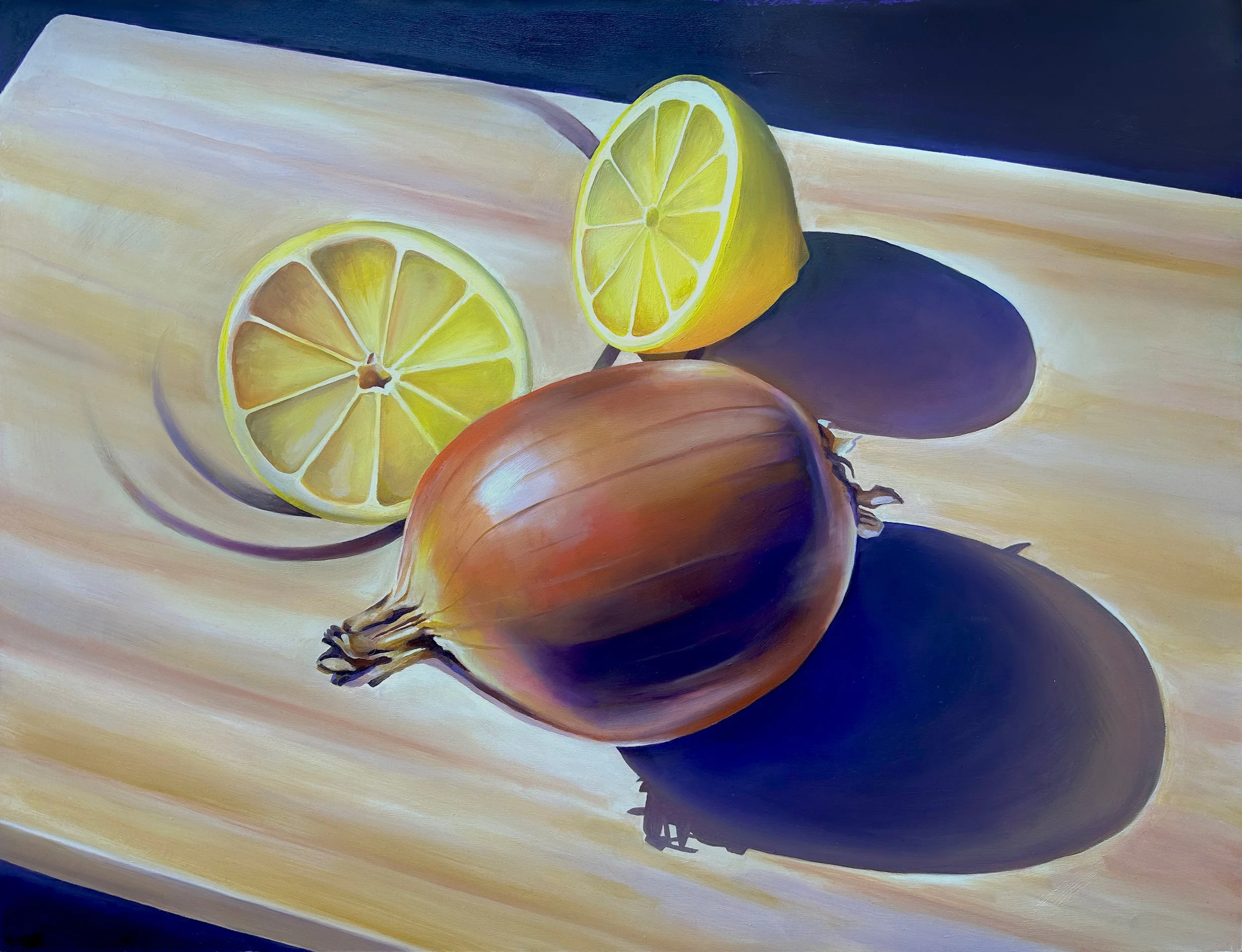Onion on Cutting Board | Oil on Cradled Panel, 18"x24"