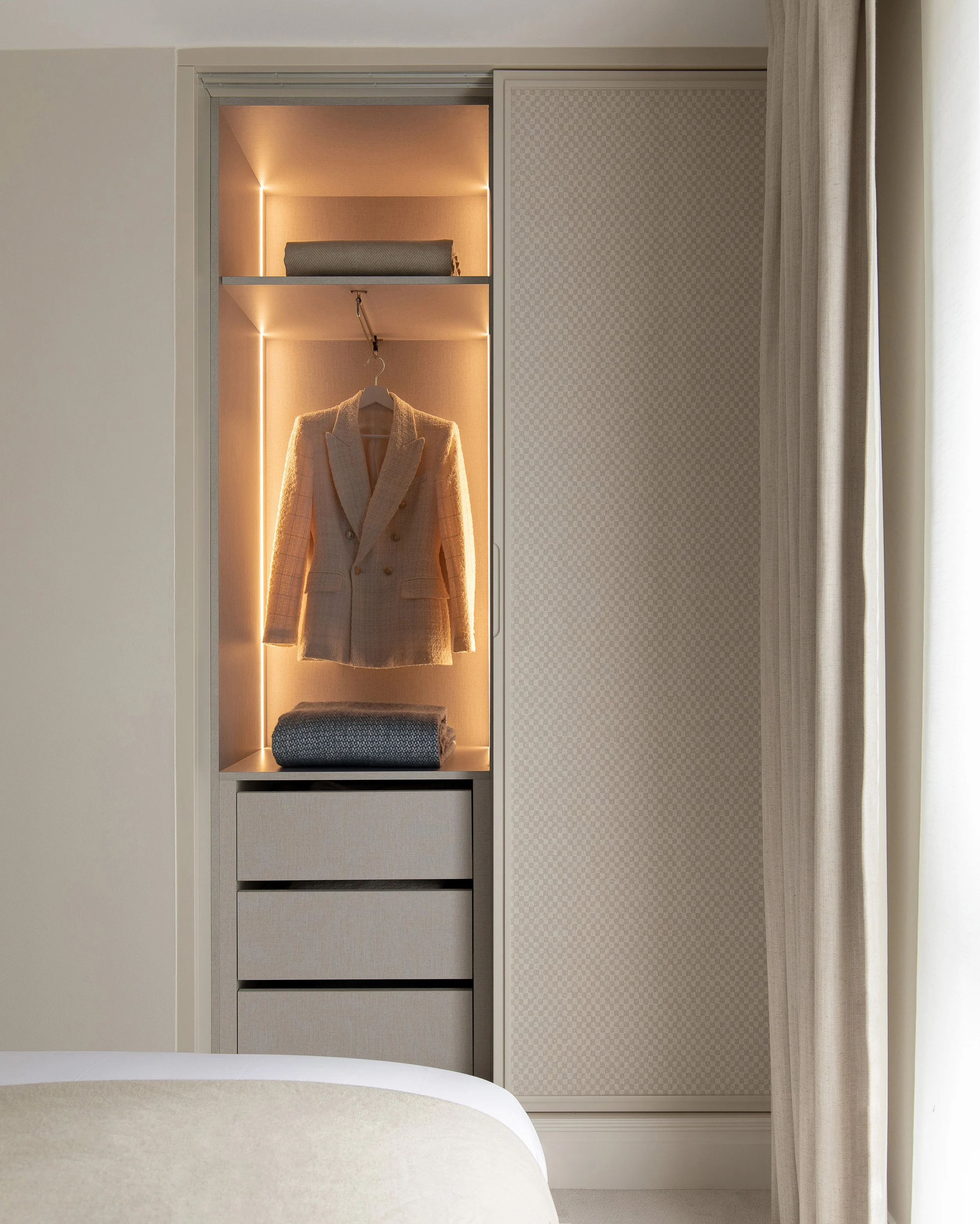 Master dressing room designed by Rachel Battais Interiors