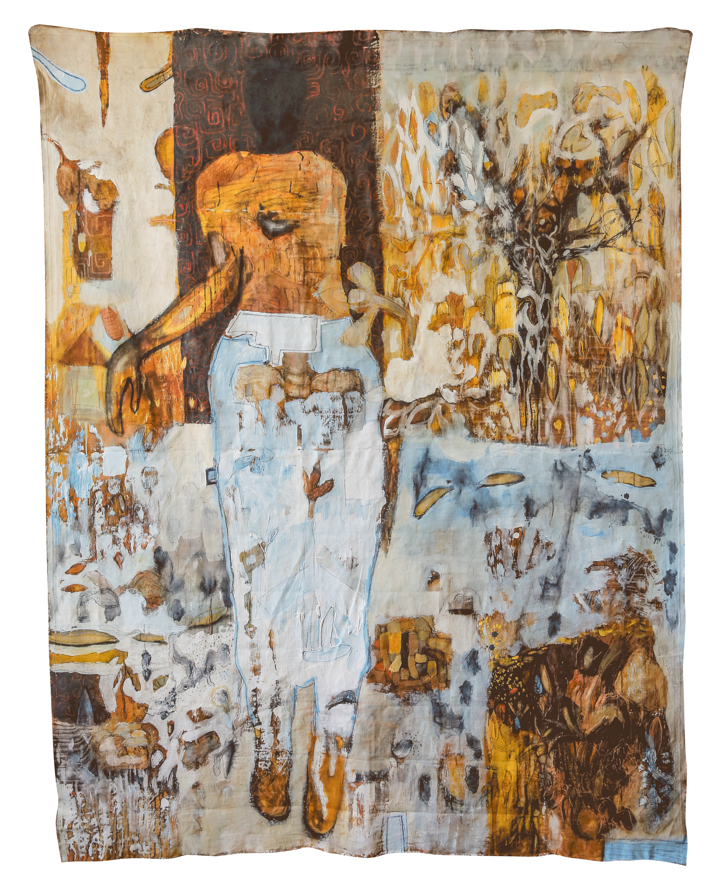 Musoo (femme), 2022, Acrylique, pigments naturels, encre, graphite sur toile 207 x 163 cm