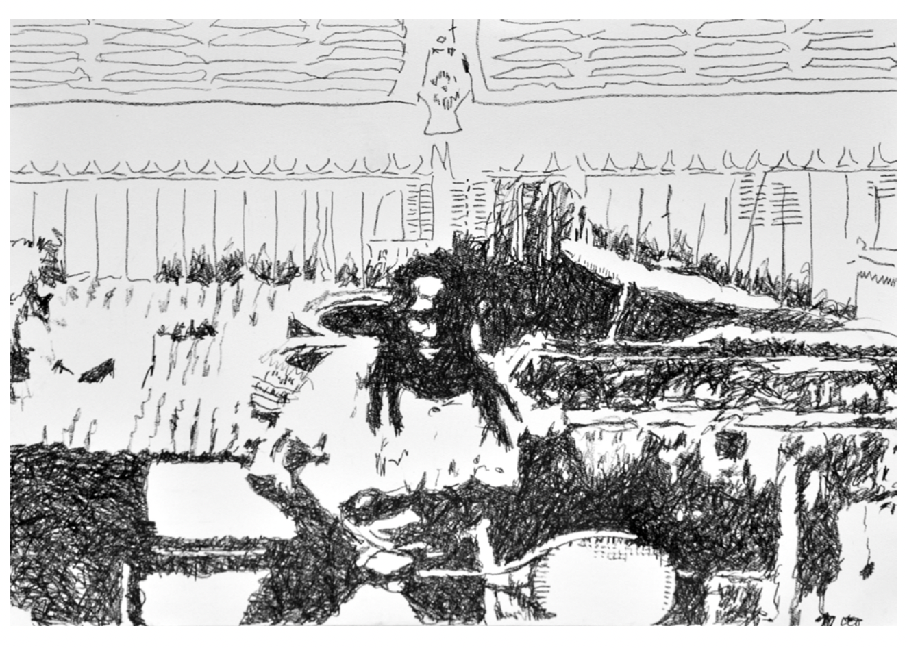 Les fantômes du jour II, 2022, pastel à l'huile sur papier
105 x 75 cm