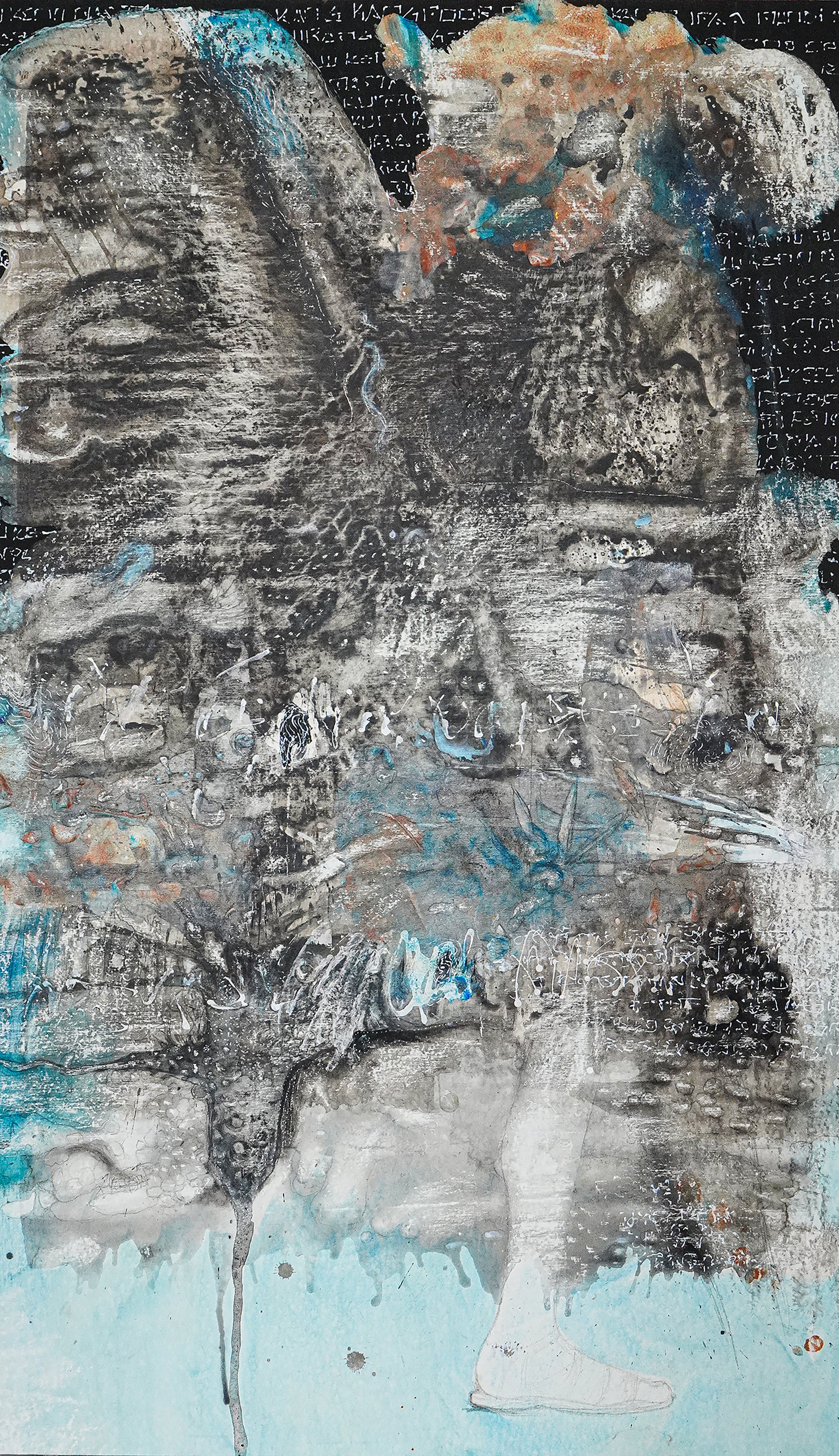 Kumpo (Jeu de fantômes) 2, 2022_Acrylique, pigment naturel, encre et graphite sur toile, 87 x 150 CM