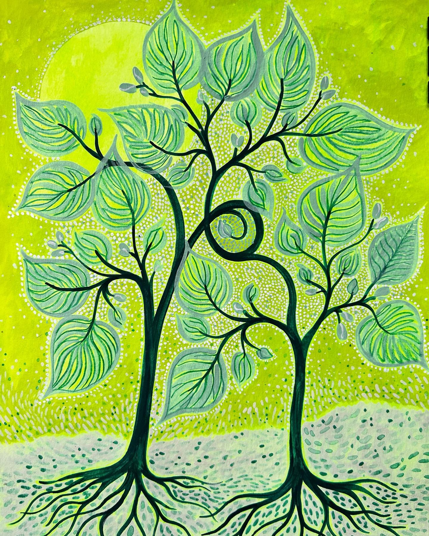 Un autre duo la branche en boucle 💚

#art #tree #natureinspired #painting #artist #green #nature #inspiredbynature #mixedmediaart #landscape #intuitiveart #artwork #color