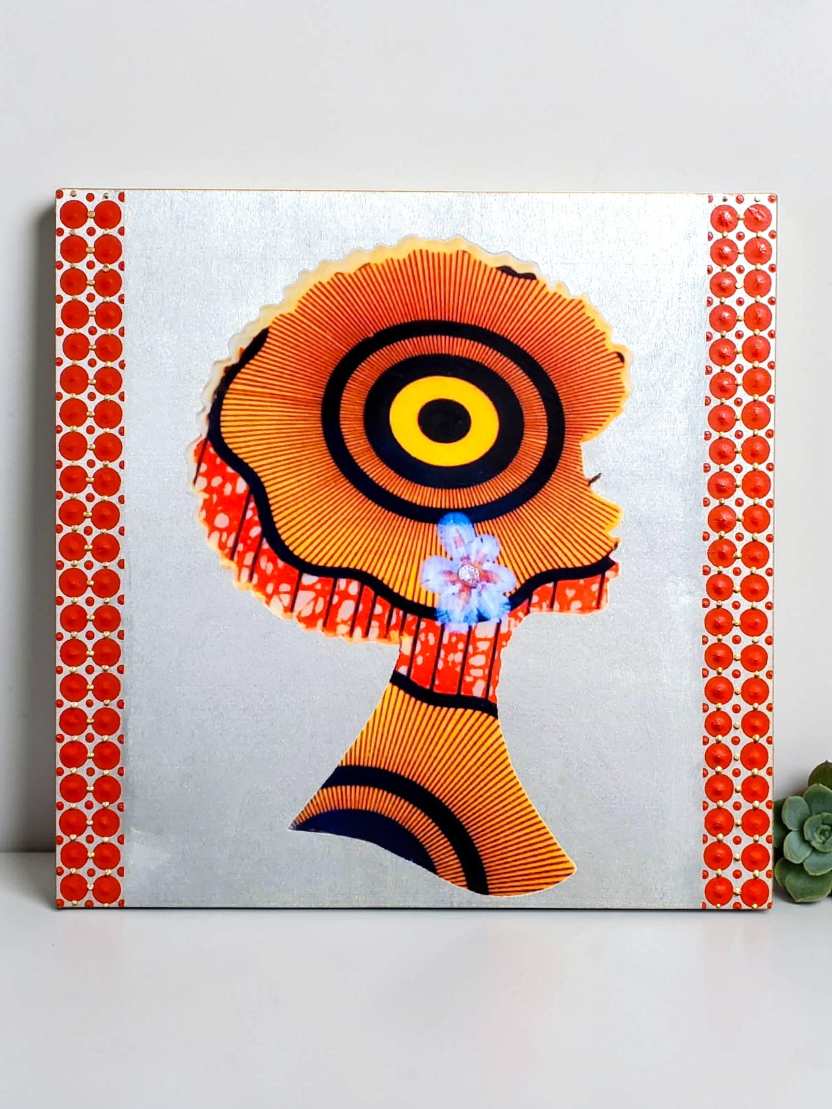 Aluv 12x12 Wooden Panel Art with Dot Art Border