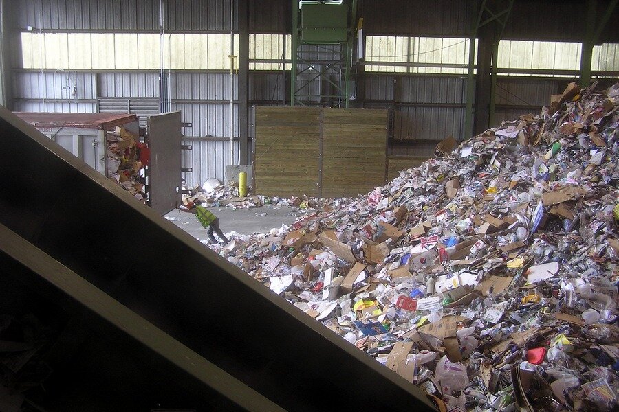  One of the stream of trucks bringing mixed recyclable materials into the center- Ocean County Recycling Education Center, June 2010 