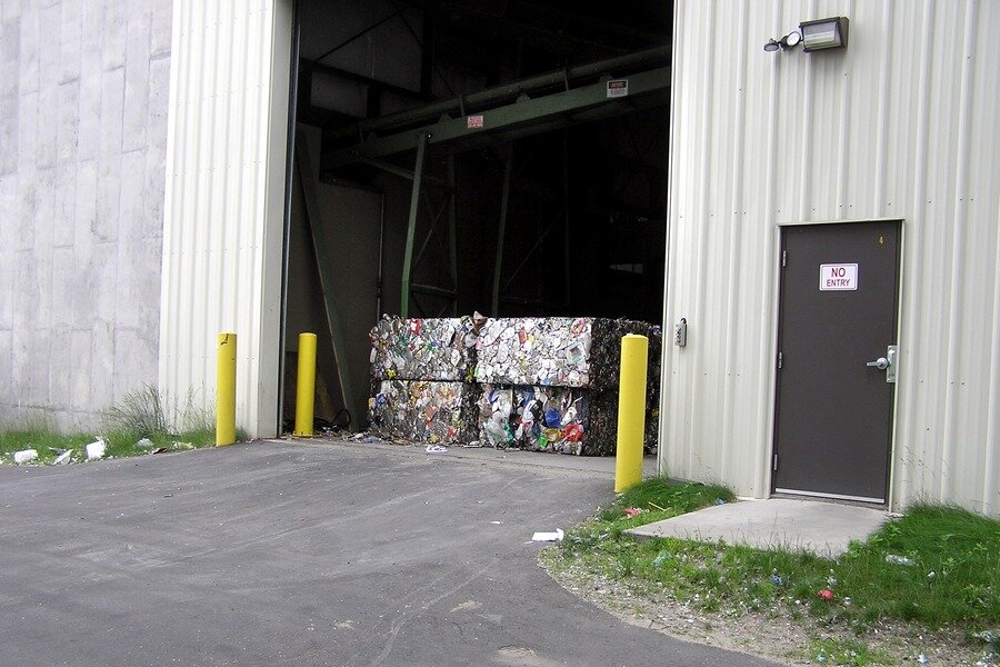  Compare large bales to the size of a standard doorway on the right - Ocean County Recycling Education Center, June 2010 