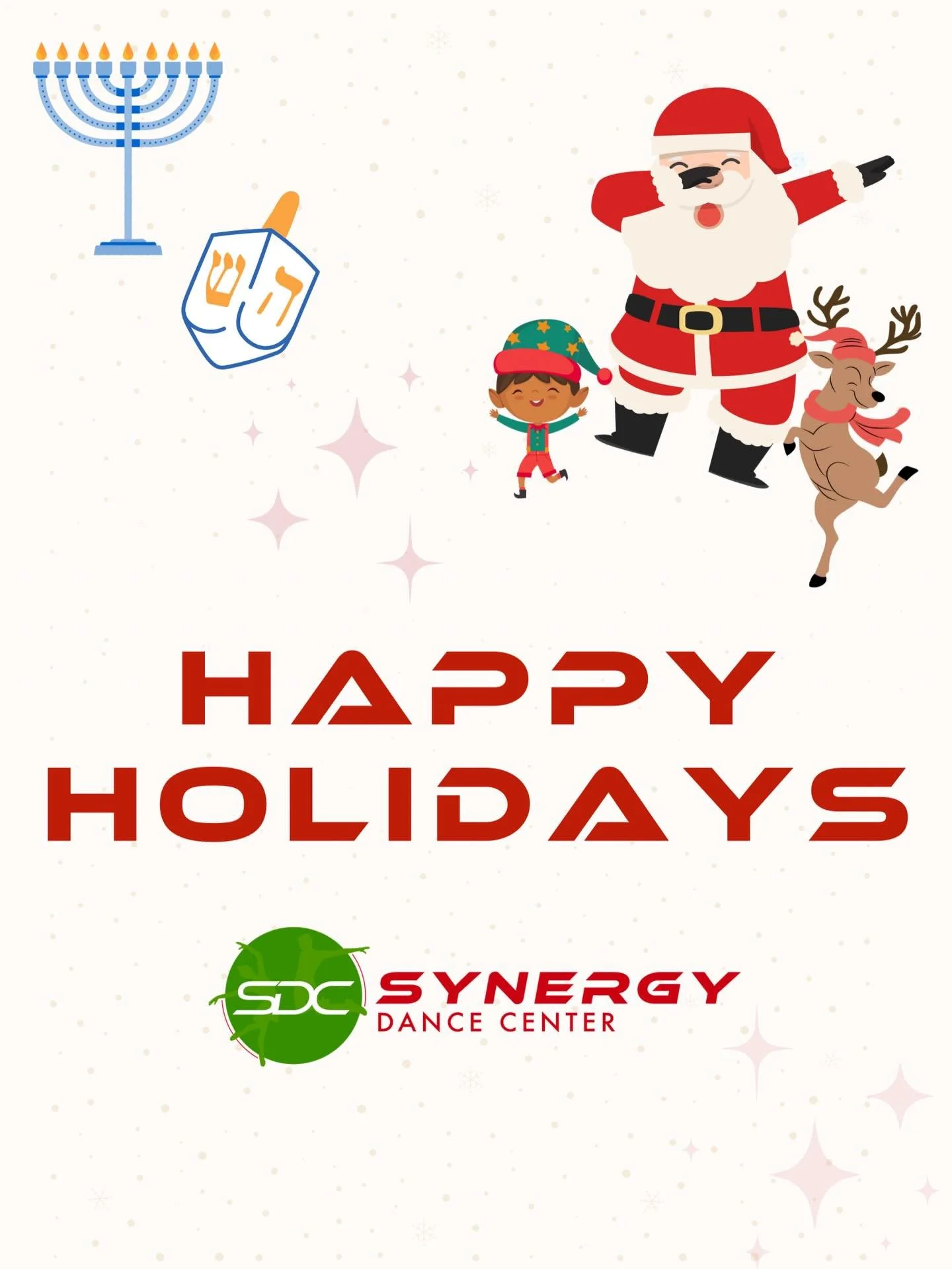 Happy Holidays from your Synergy Dance Family! 🩵🧡