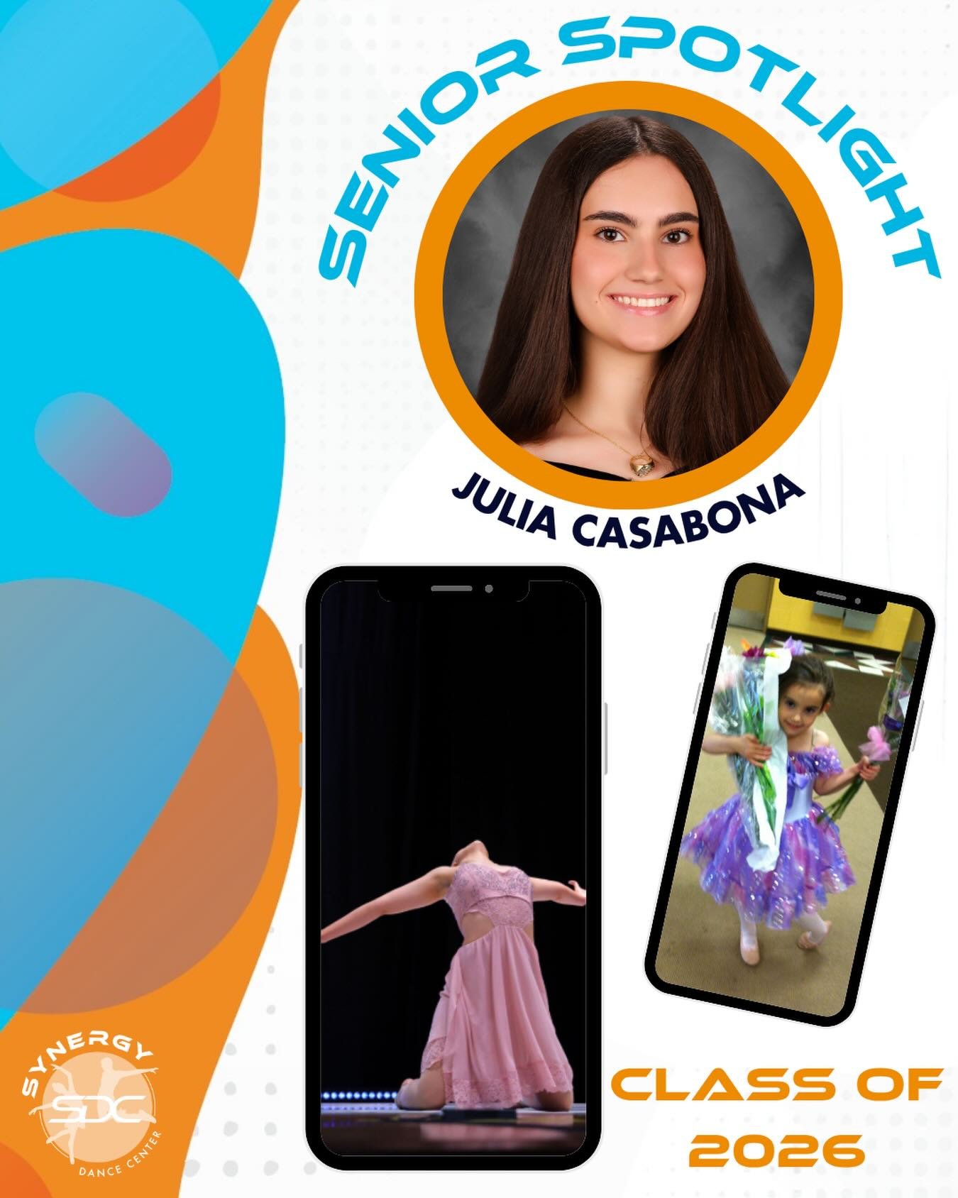 🎓✨ SENIOR SPOTLIGHT #3 &mdash; JULIA ✨🎓

Next up in our Senior Spotlight Series is Julia!

Julia has been a bright light at Synergy over the last three years. Her positive attitude, infectious smile, and ability to find the good in every situation 