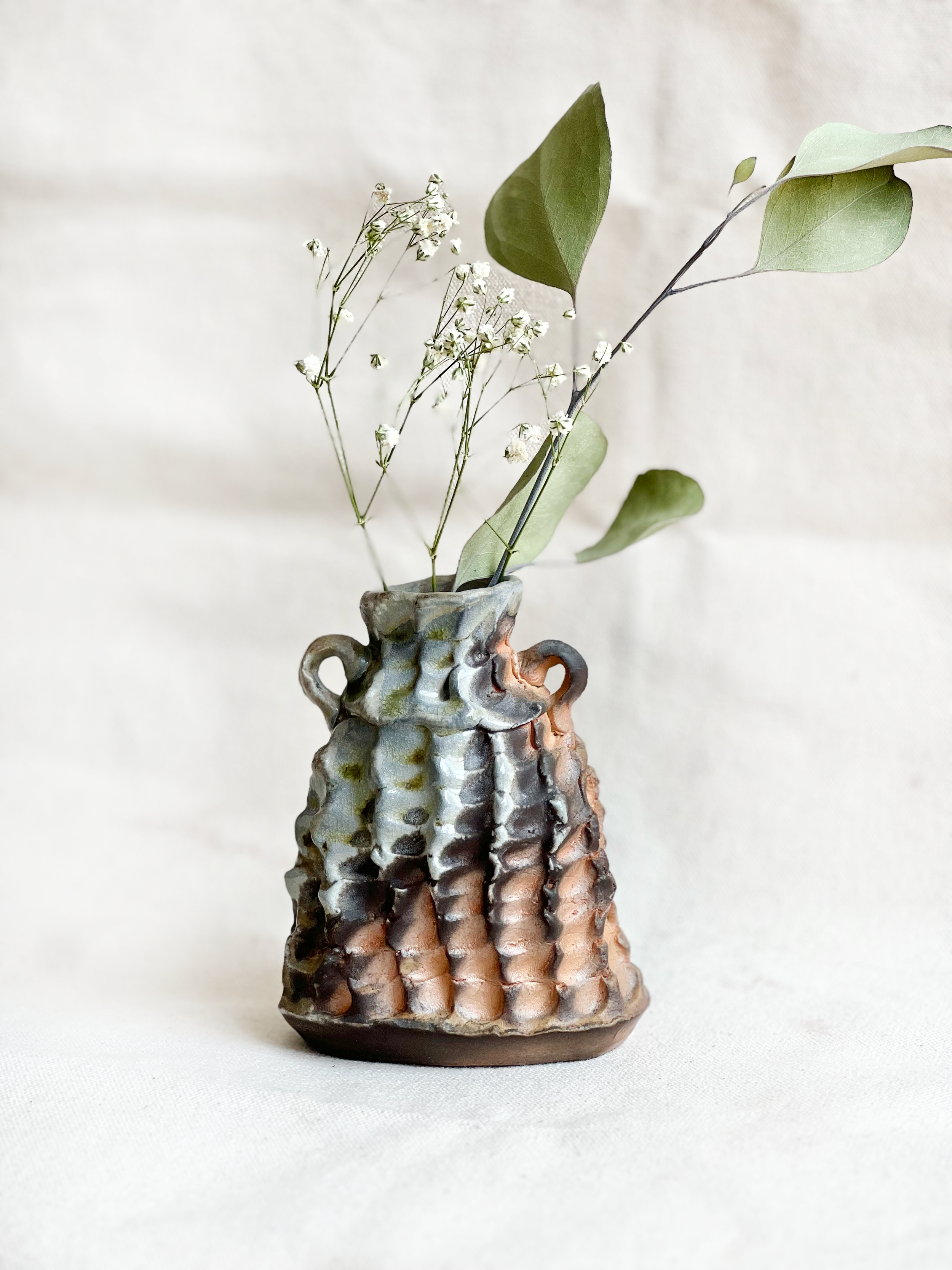 Anagama fired bud vase