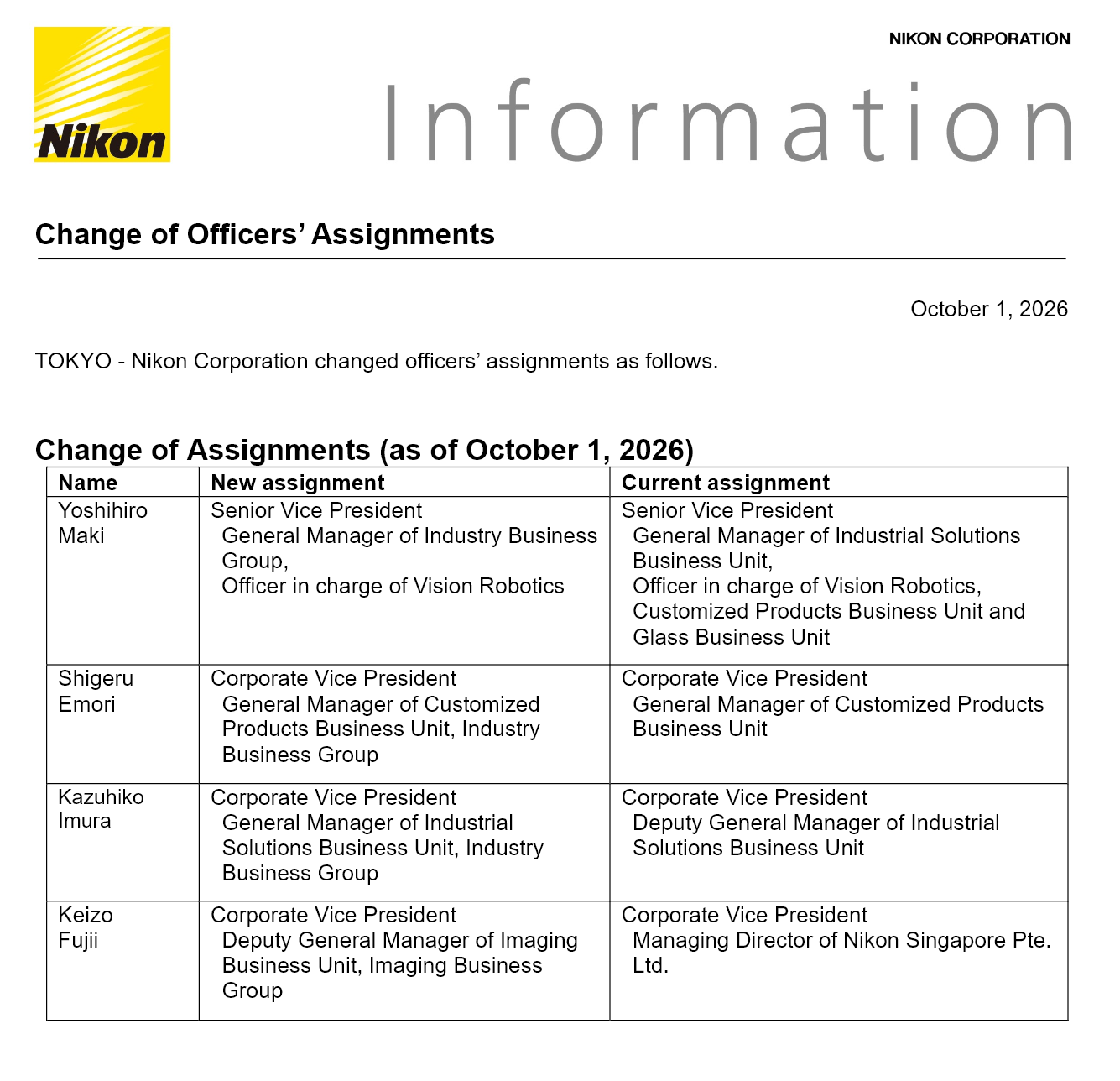 Nikon new business leaders