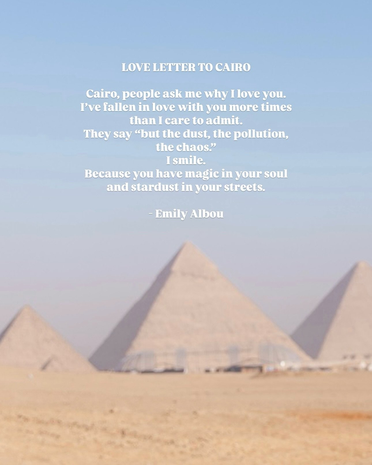 Cairo, it&rsquo;s always ✨🤍🩷🩵✨