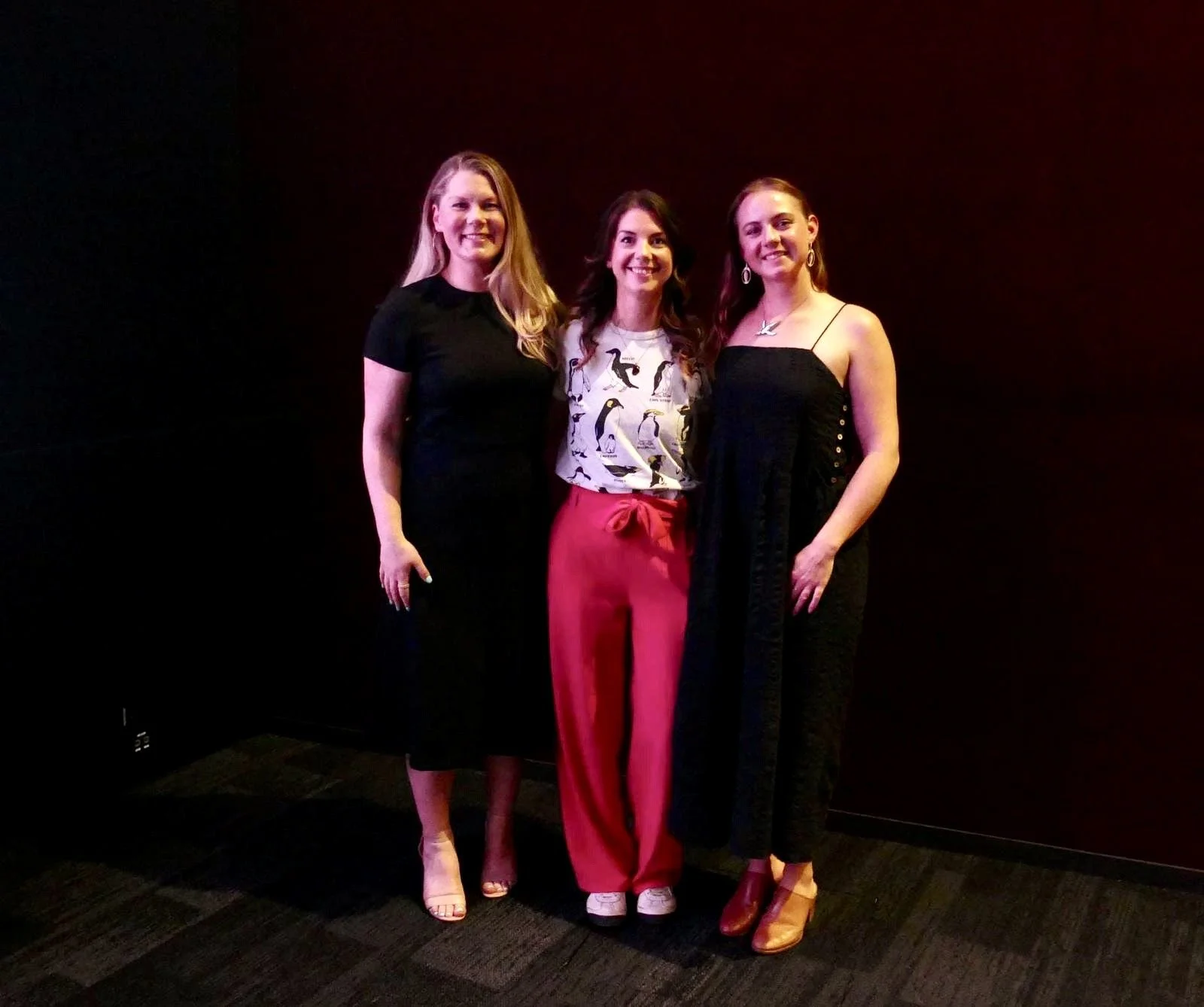 Sara Matasick, Heather Cruickshank and Michelle LaRue in New Zealand speaking of Secrets of the Penguins