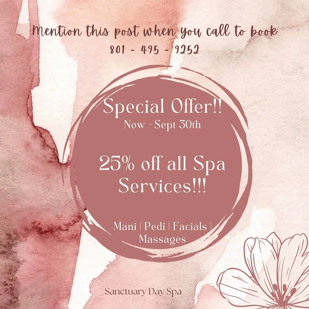 Special offer for our insta fam! Call us today! #utahspa #sandyutah #slc