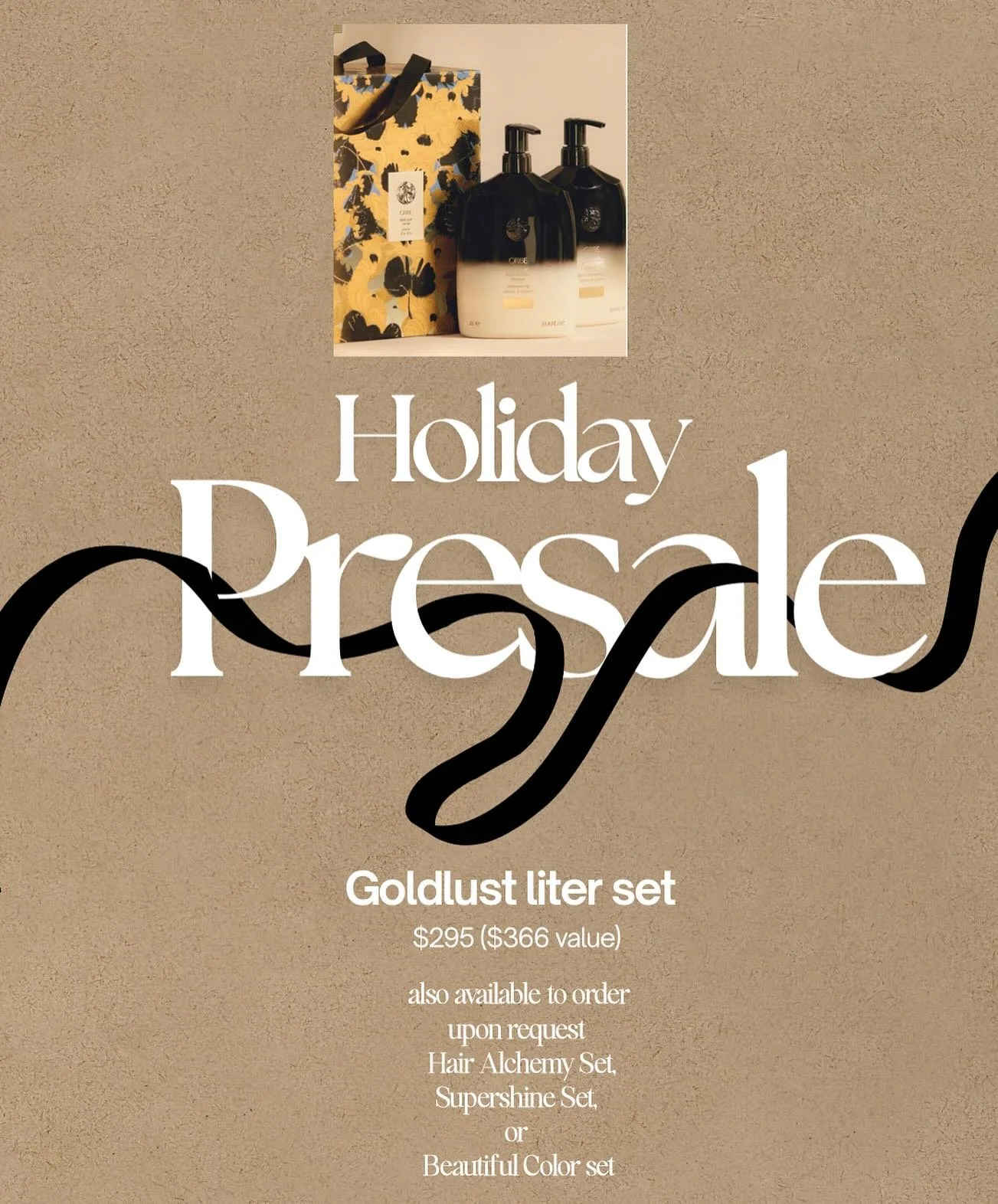 The holidays are coming just around the corner and we are so excited to announce that we are doing a pre-sale order for the Gold Lust Liter sets as well as a few others. If you are interested in taking part of this AMAZING deal, please call our front