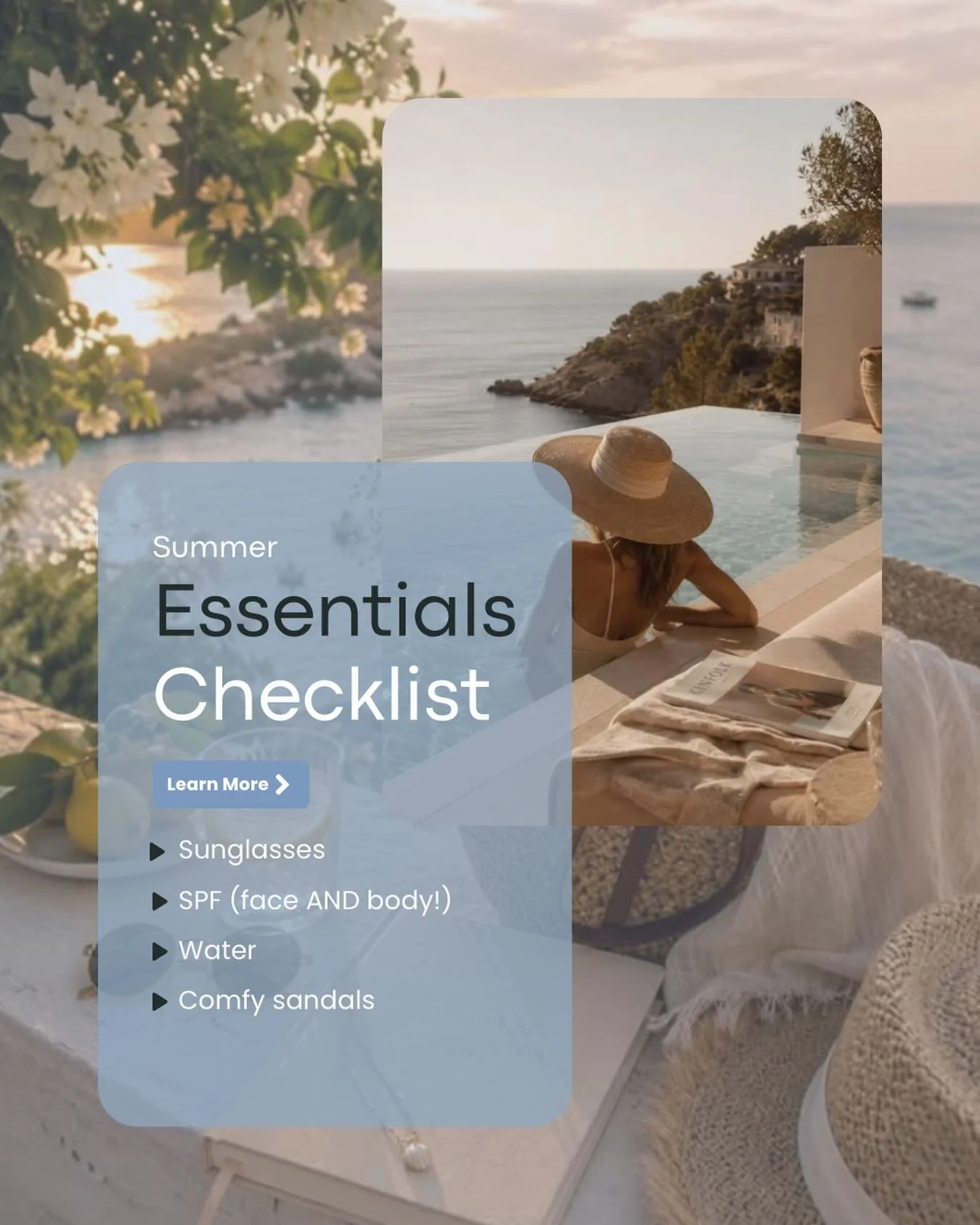 Summer is almost here! 🔆🏖️

Here is your summer checklist from us to you! Make sure your skincare is especially a priority, and that you are ALWAYS wearing sunscreen! 🤍✨

#summeressentials #foryou #utah #summertime #sunscreeneveryday