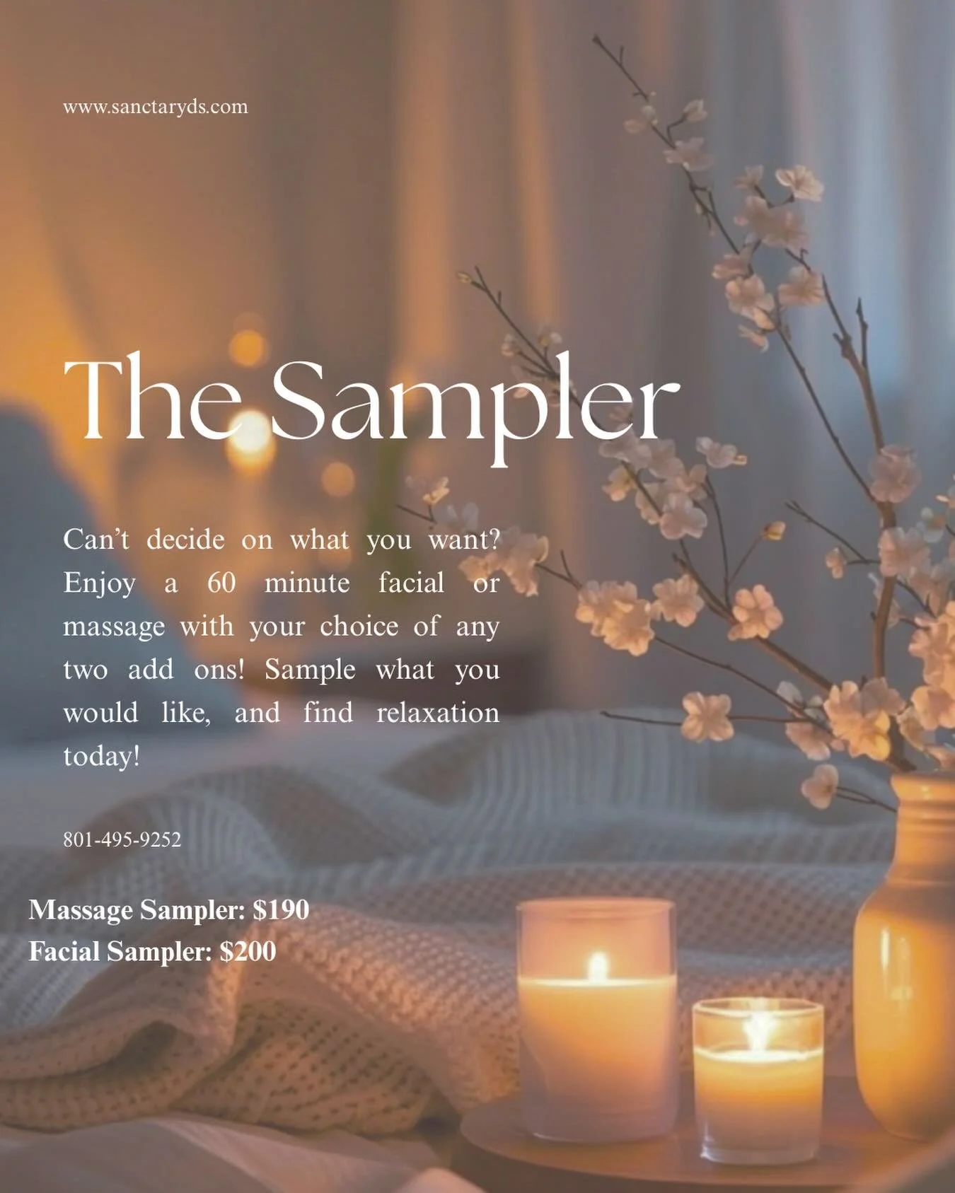 Come try our sampler today! 🤍✨

It&rsquo;s the best way to try out some of our add ons alongside a massage or facial! 🫧🔆

#massage #foryou #relax #summer #utah