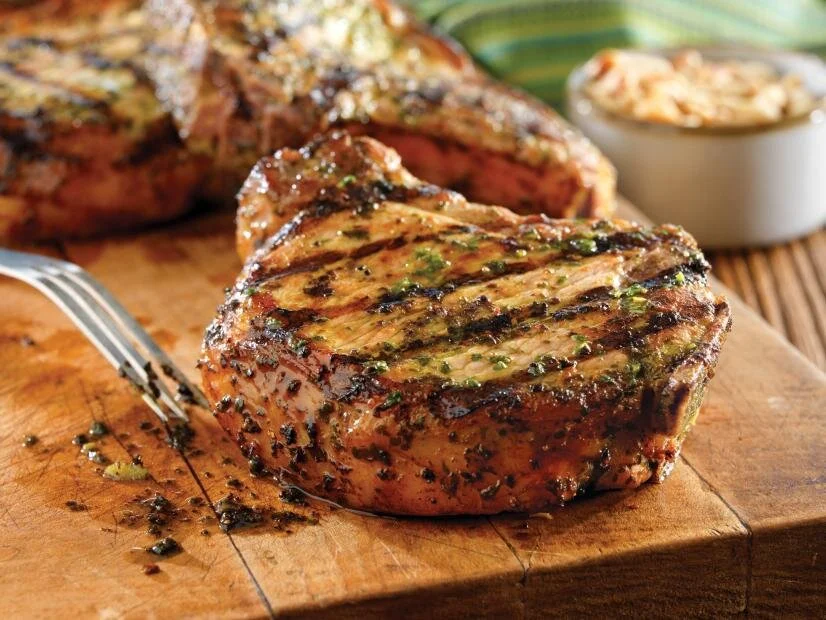 Grilled Pork Chop w/ Garlic Butter