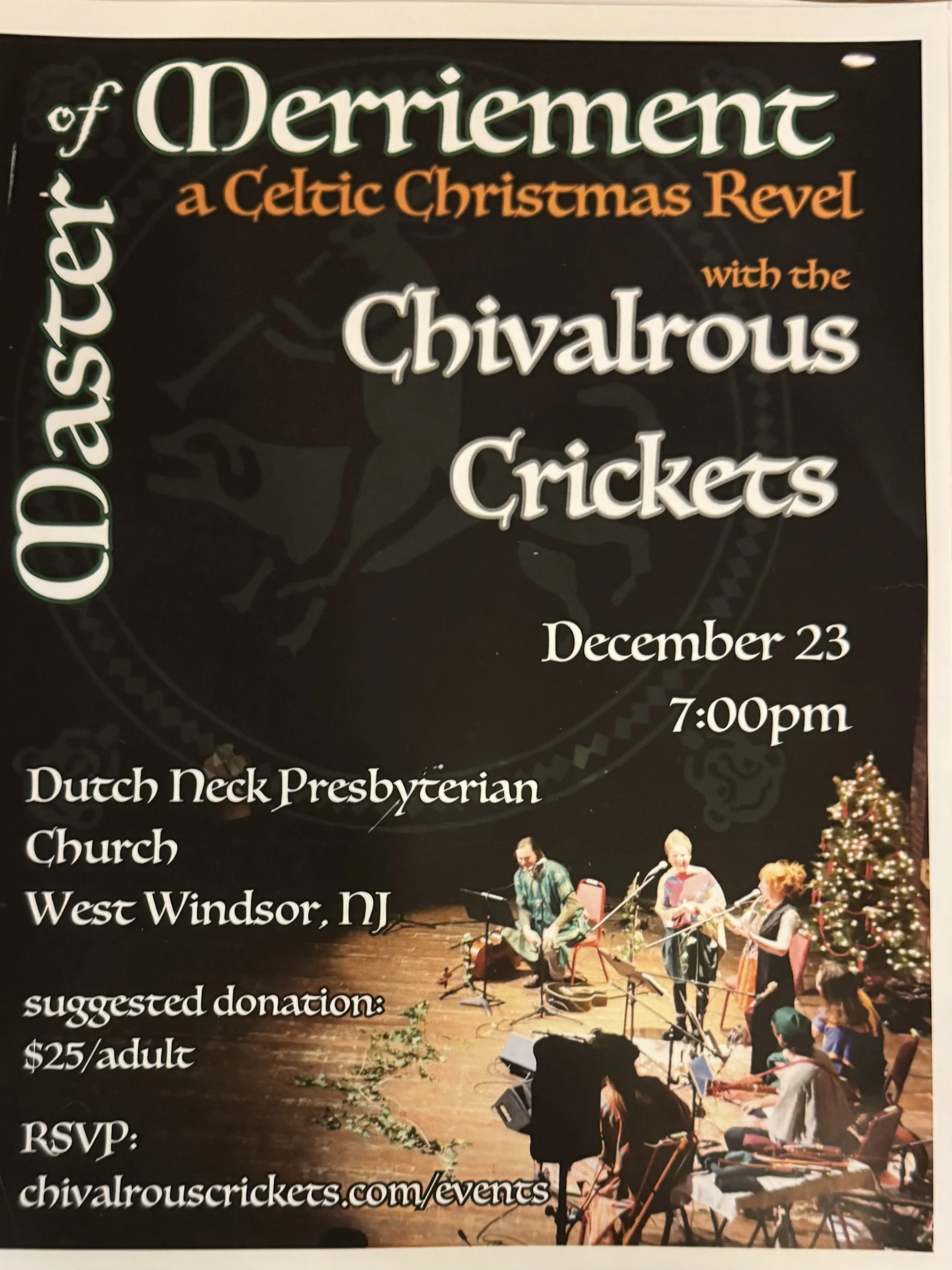 Chivalrous Crickets Christmas Concert December 23, 7:00 pm