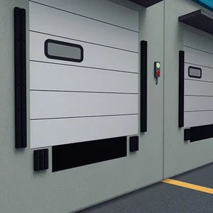 Rubber dock bumpers on a loading bay wall