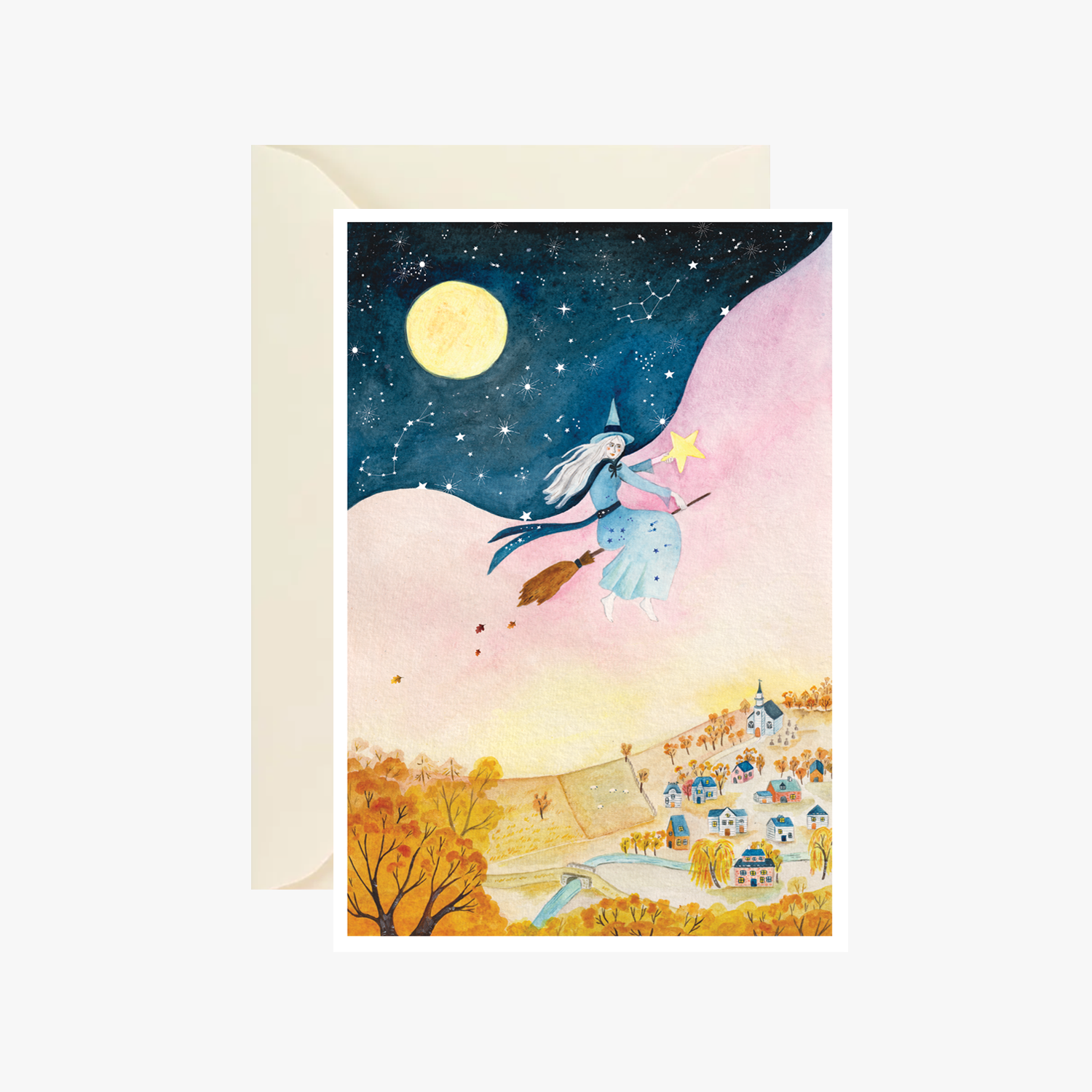 carte postale sorcière de la nuit