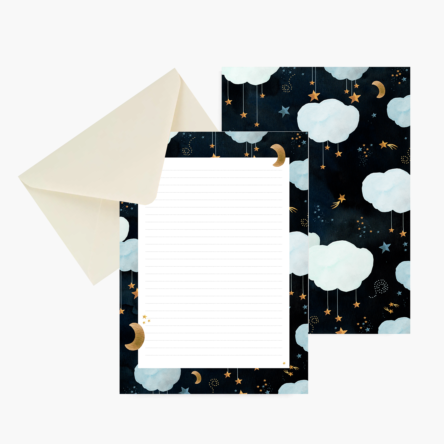 papier à lettres nuages
