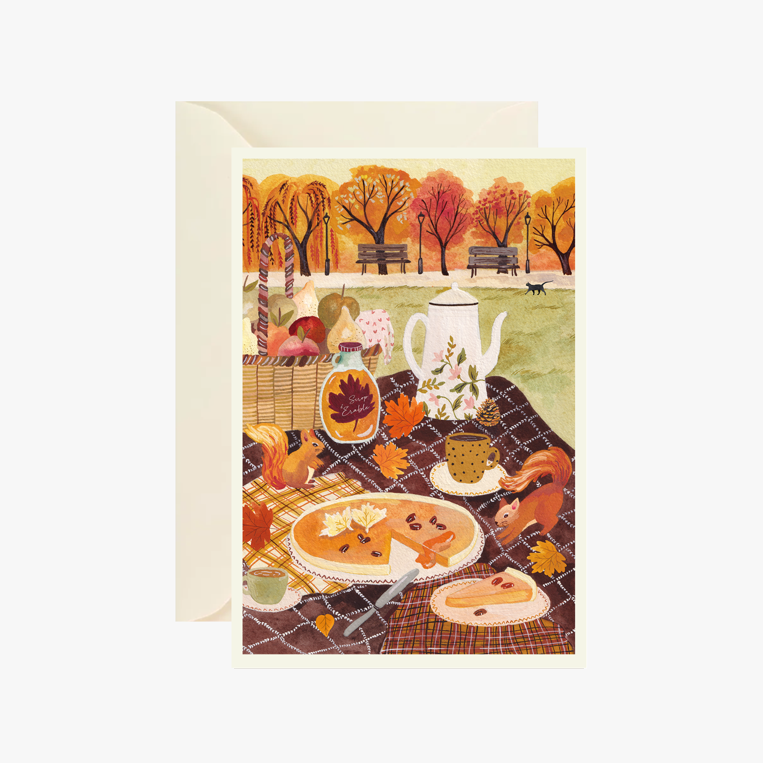 carte postale pique-nique d'automne