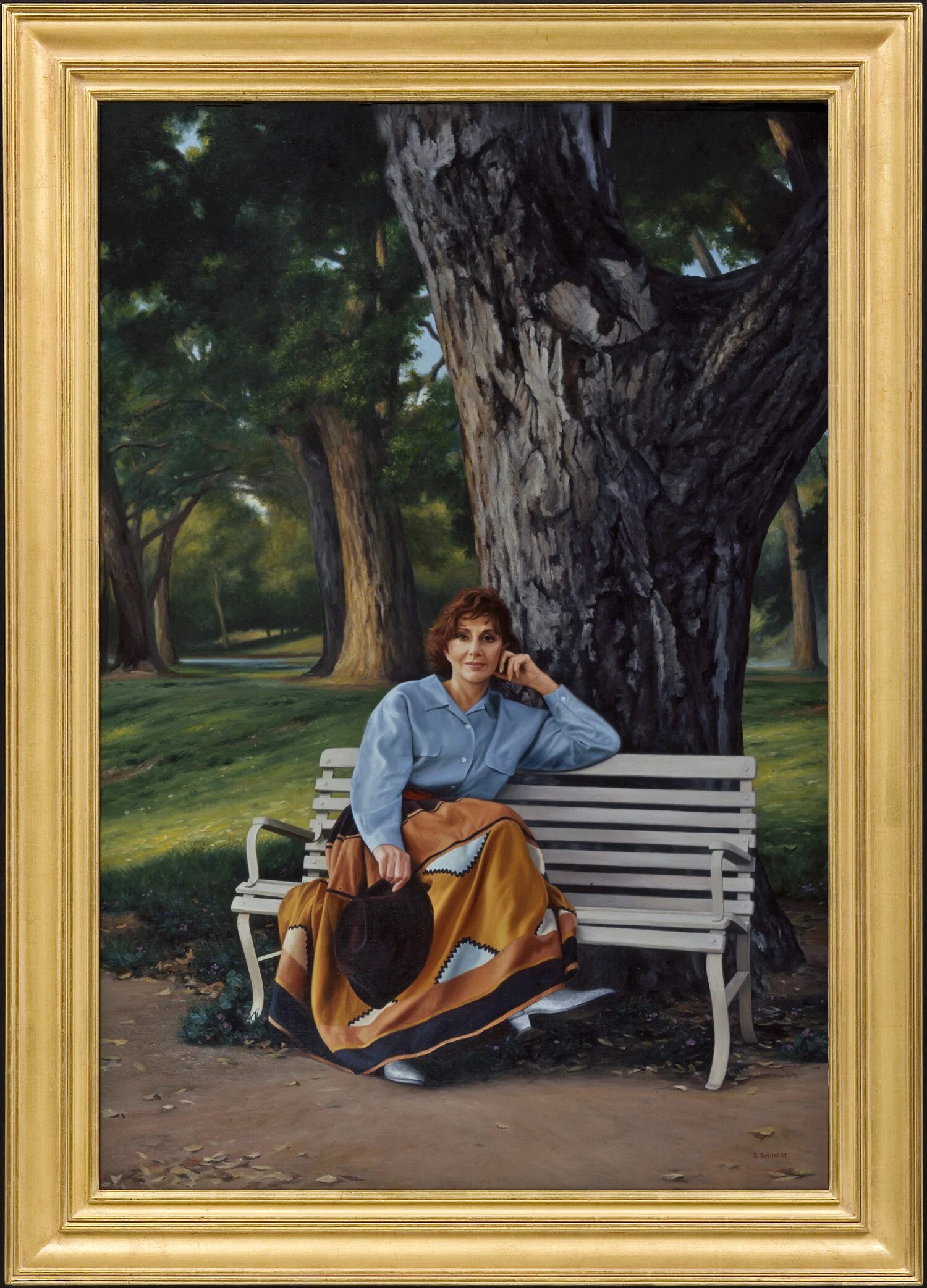 "Portrait of Glorya Kaufman" 1994 oil on linen 48" x 34"