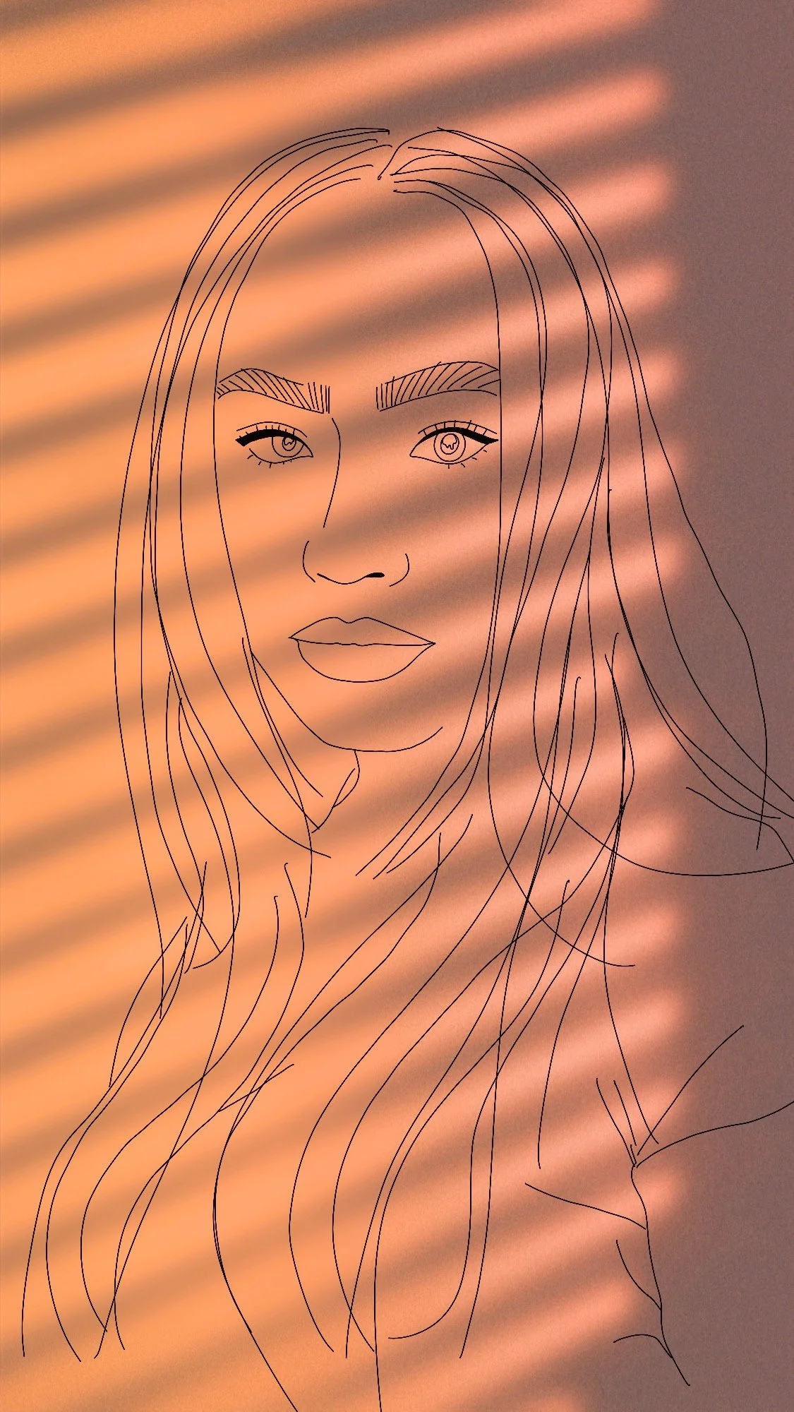 Self-portrait in lines. Illustration by hand created on Procreate for the iPad and edited on Photoshop.